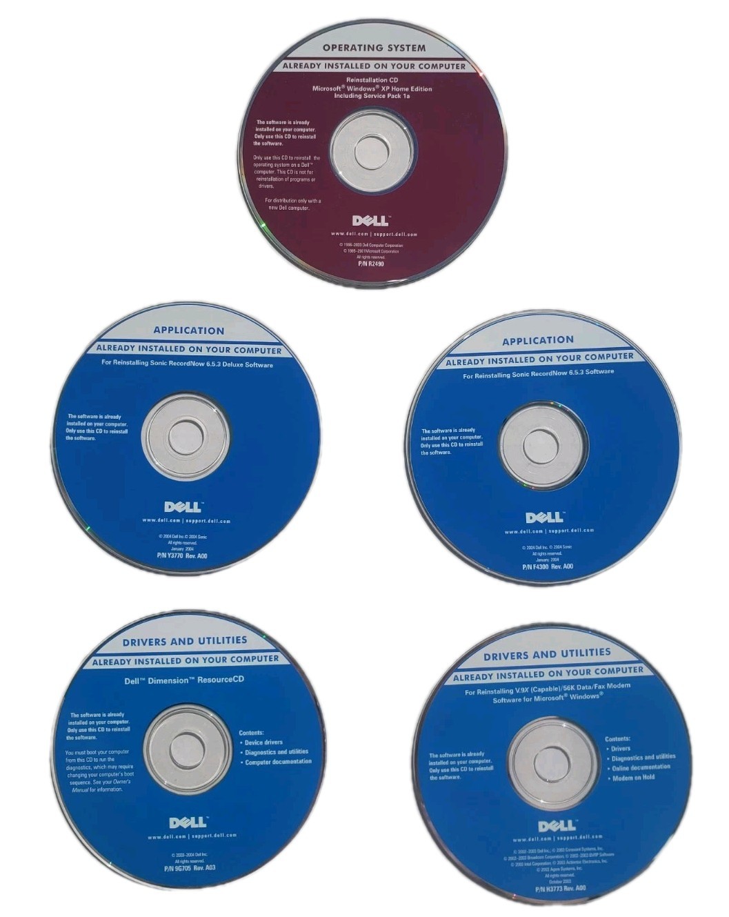 Dell Windows XP Home Edition Reinstallation CD SP1a Drivers & Utilities Applctns