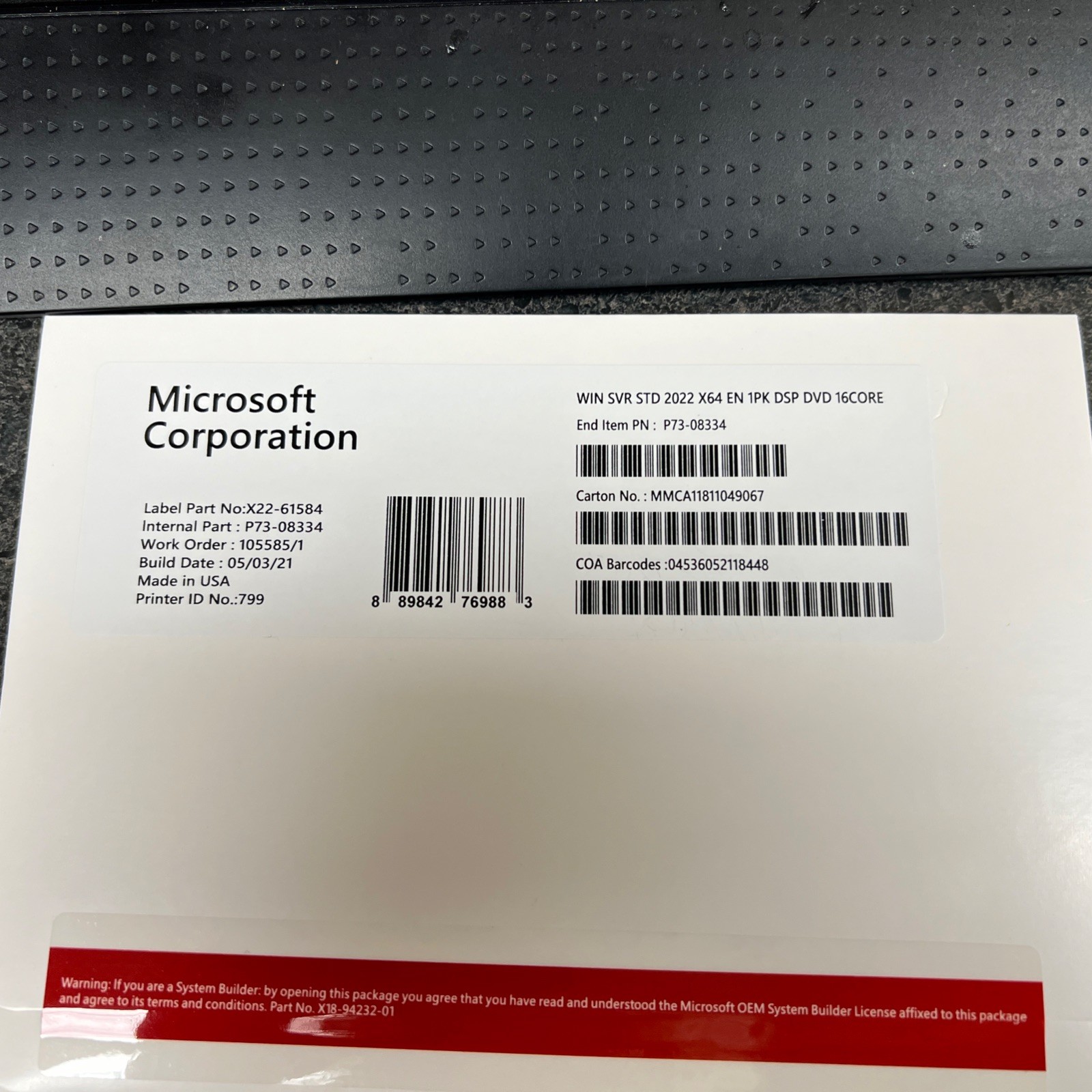 Windows Server 2022 Standard*New Sealed DVD and Product Key*Freeship