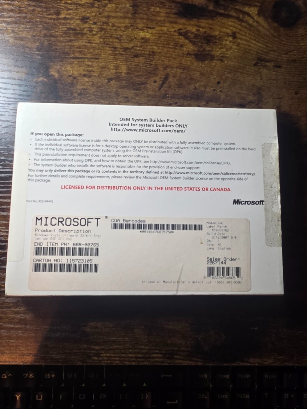 WINDOWS VISTA ULTIMATE W/PRODUCT KEY ENGLISH 32 BIT 1PK – PREOWNED