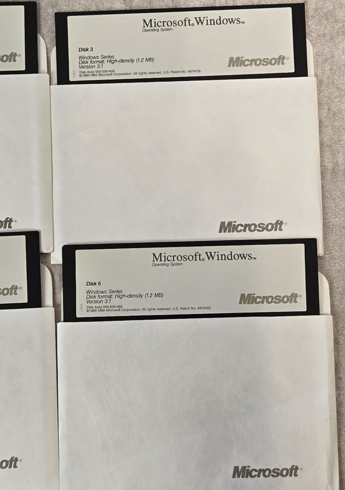 Microsoft Windows Version 3.1 Operating Software 5.25″ Floppy Disks 7 OEM Disks