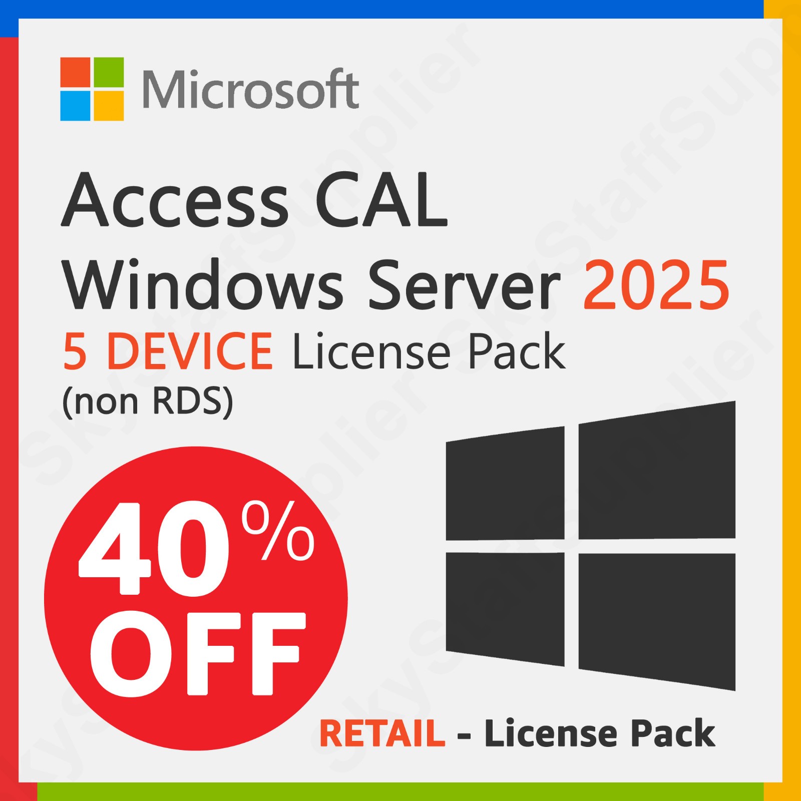 Microsoft Windows Server 2025 – 5 DEVICE ACCESS CALs [not RDS] RETAIL PACK NEW