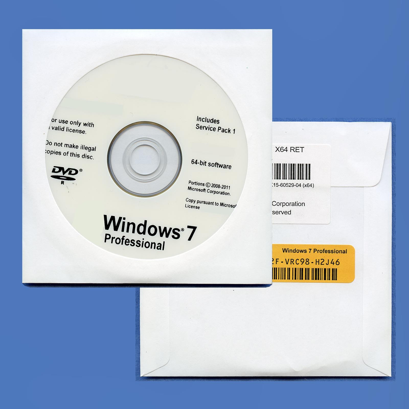 NEW Retail Windows 7 Professional 64 Bit Full Version SP1 DVD Disc & Product Key