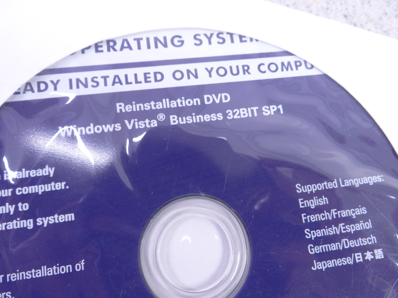 Dell Reinstallation for Windows Vista Business 32-Bit SP1 Sealed