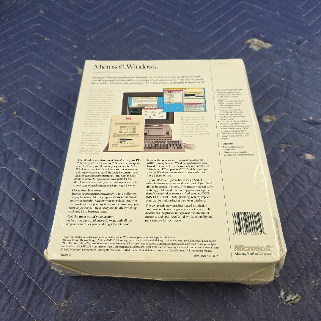 Microsoft Windows 3.0 – 5.25″ Floppy Version – Sealed Operating System OS