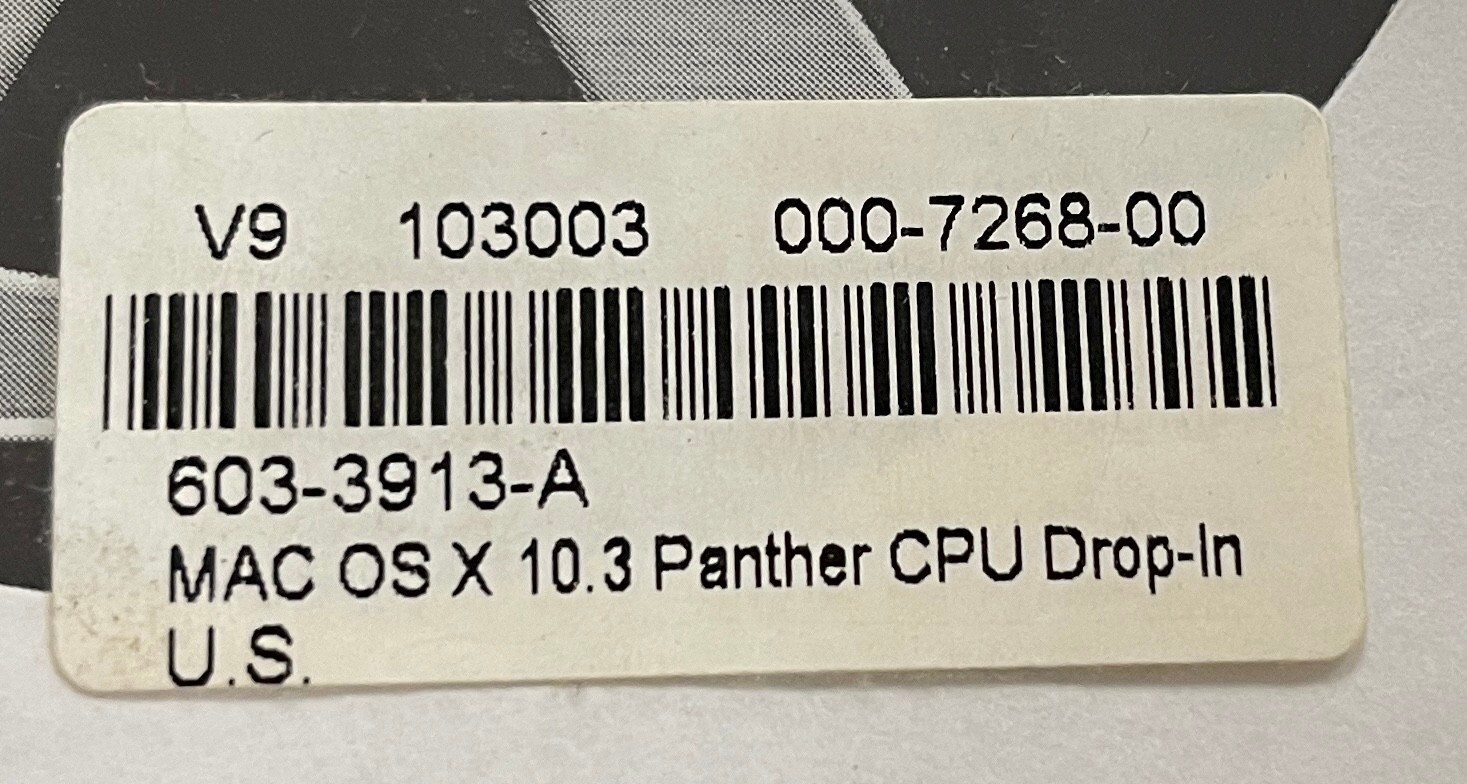 Apple Mac OSX v.10.3 (Panther) CPU Upgrade Pack 603-3913-A