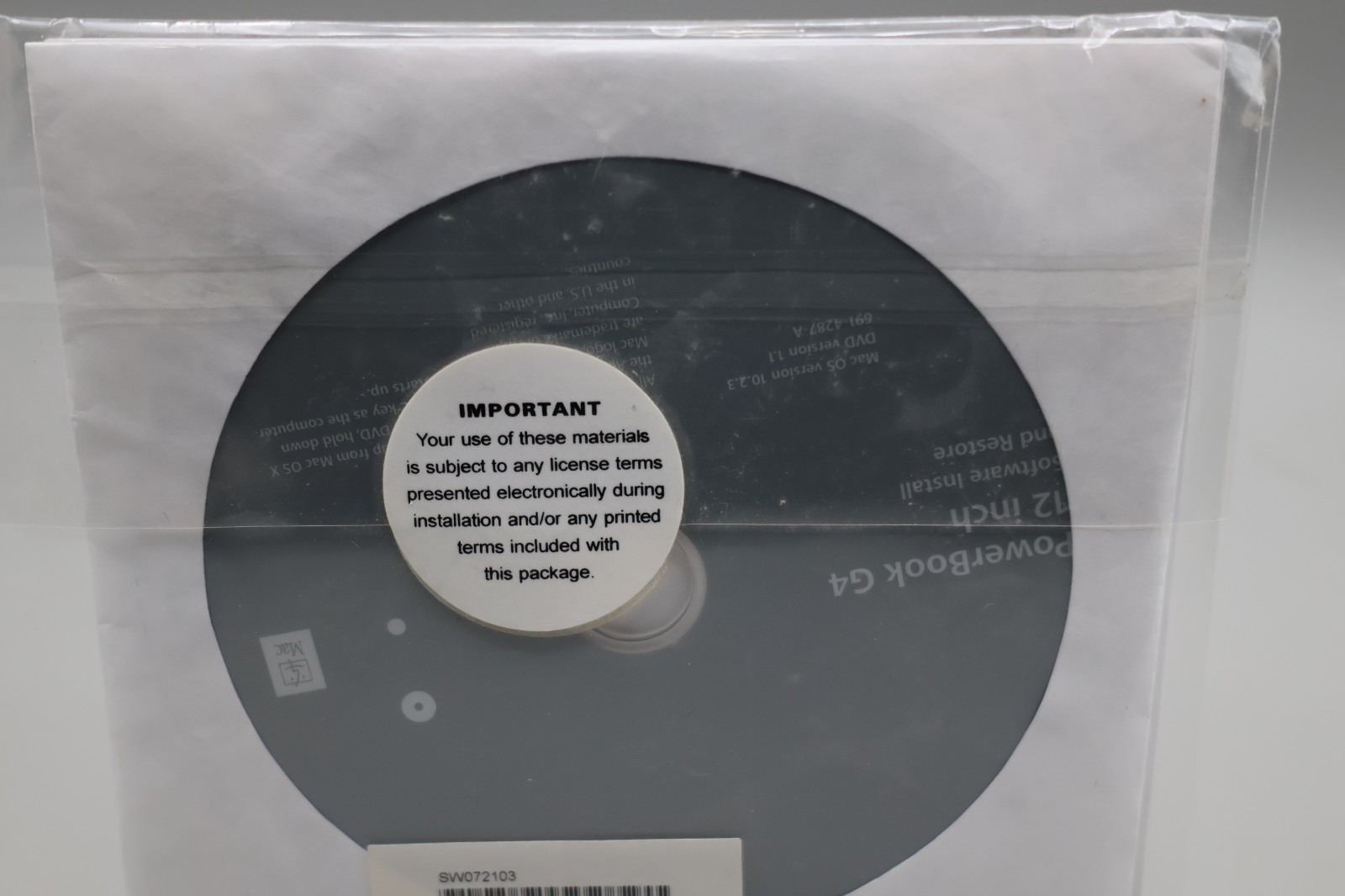 Power Mac G4 software install and restore DVD discs/version 10.2.3/691-1287-A