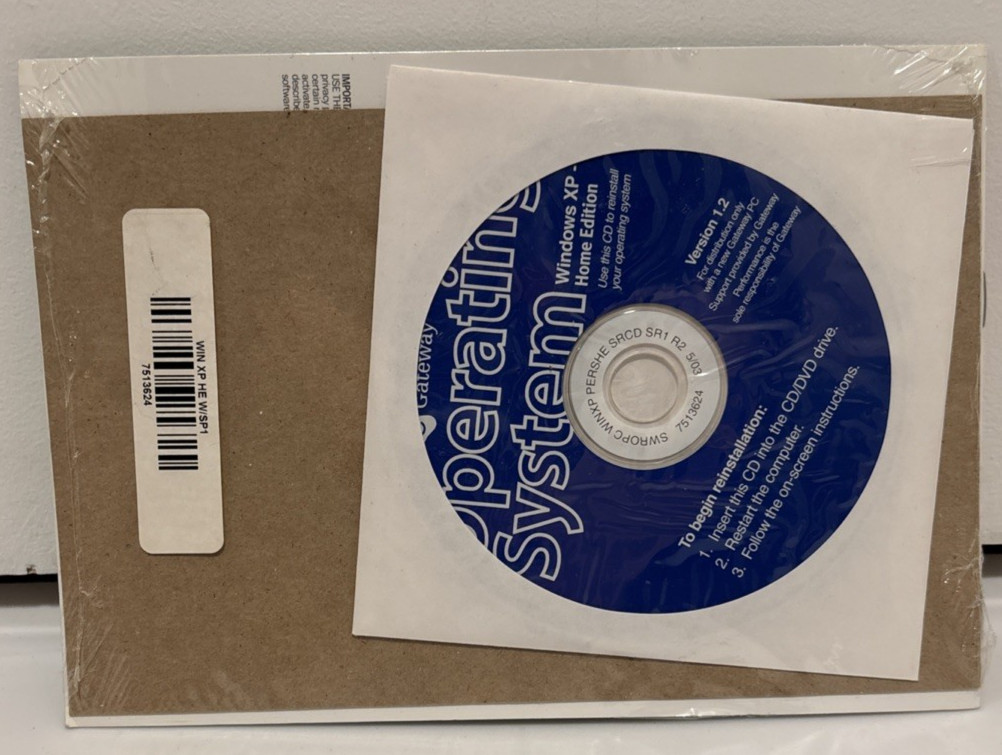 Microsoft Windows XP Home Edition 2002 Version for Gateway PC only New Sealed