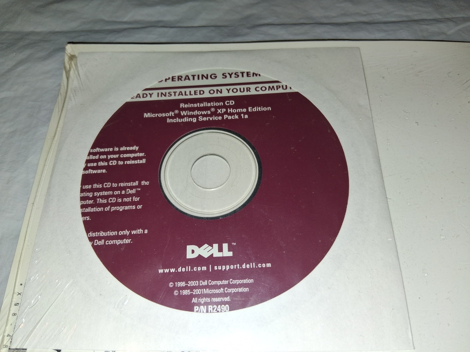 Dell Windows XP HOME SP1a Reinstallation CD – No Product Key Service Pack 1a