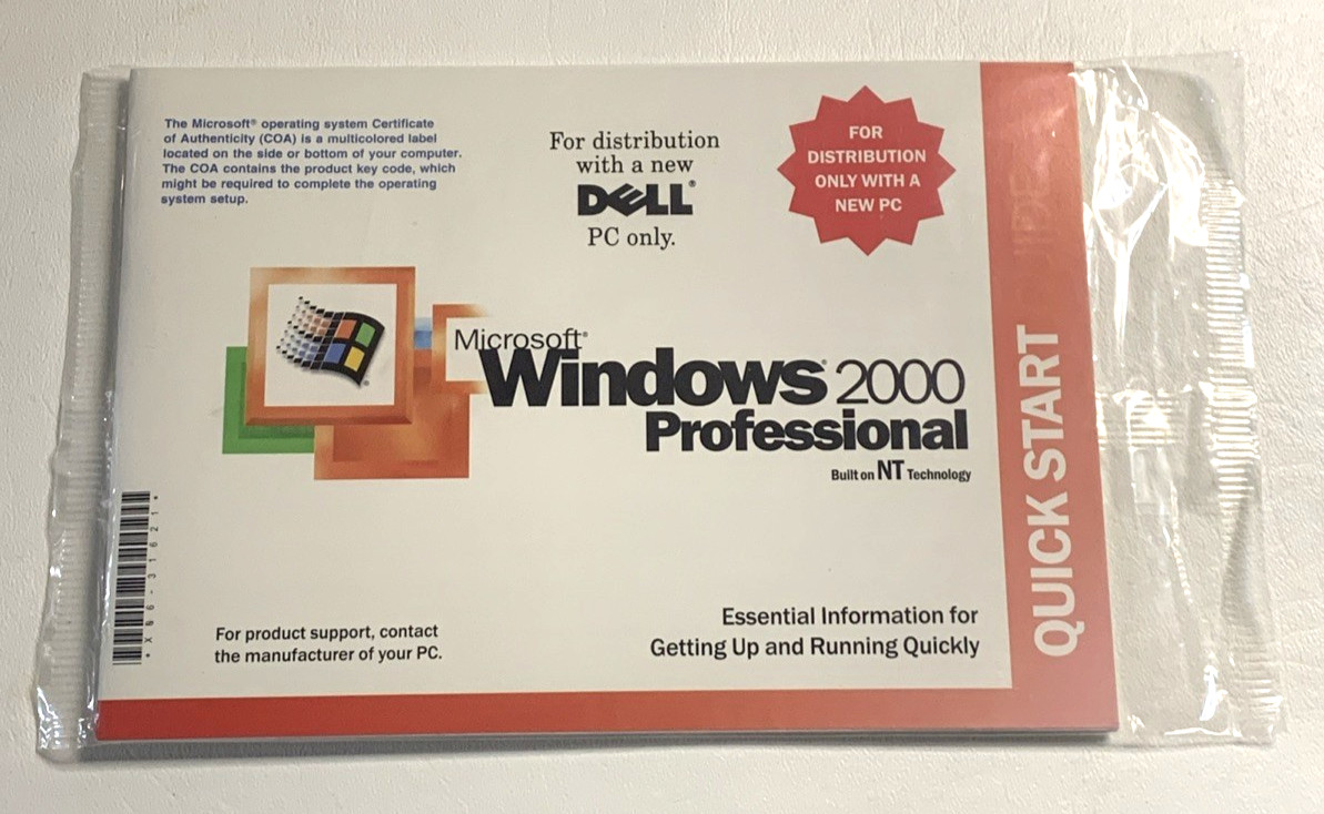 Dell Windows 2000 Reinstallation CD W2K + SP1 Operating System Disc – Sealed