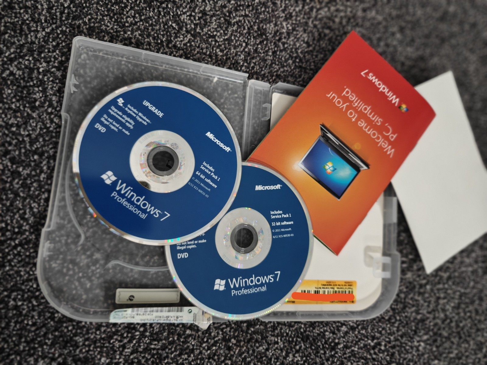 Microsoft Windows 7 Professional Upgrade DVD English OS Software 1 Device