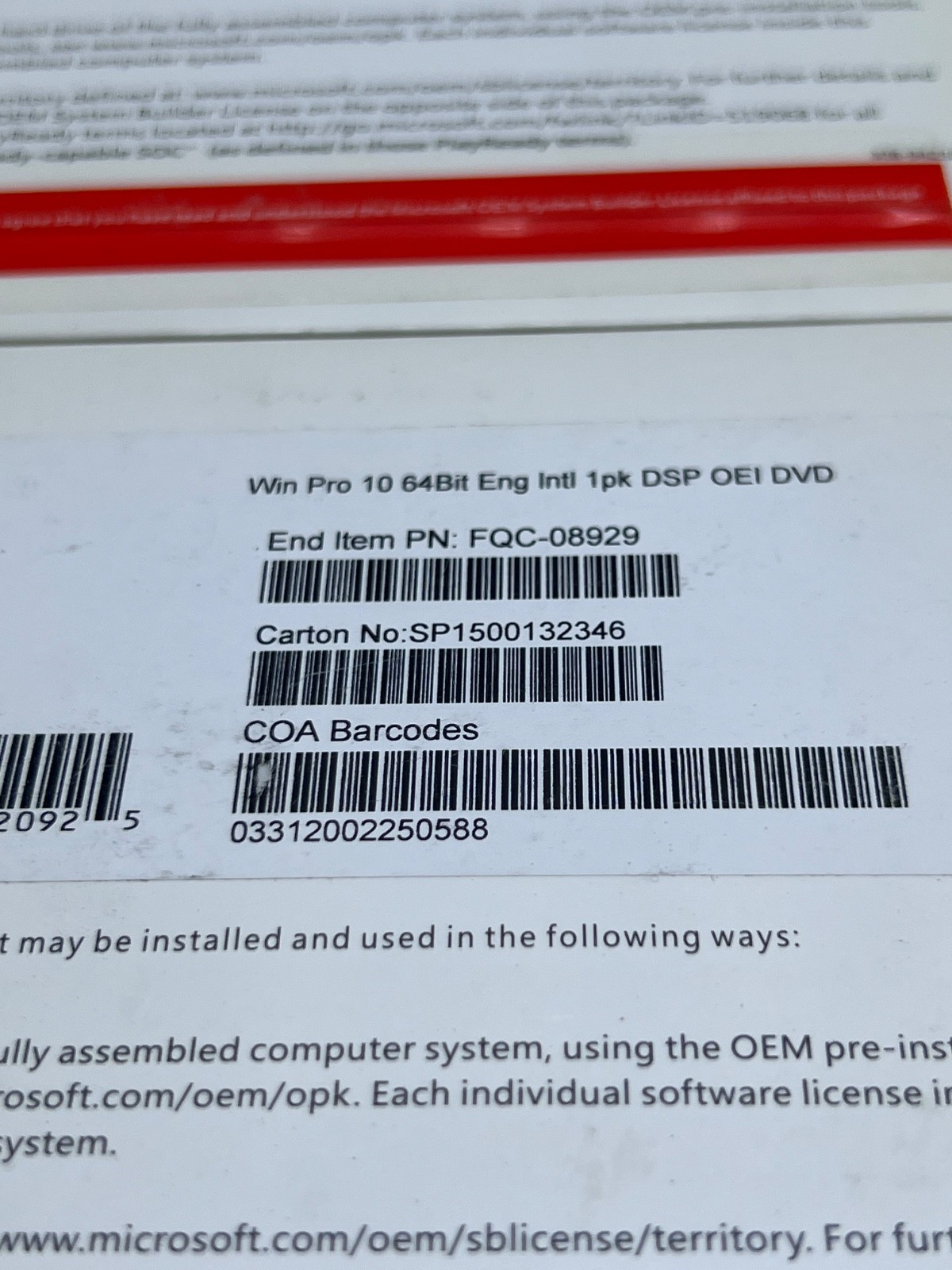 (Lot 2 PCs) Microsoft FQC-08929 Win Pro 10 64Bit Eng Int 1PK DSP OEI DVD