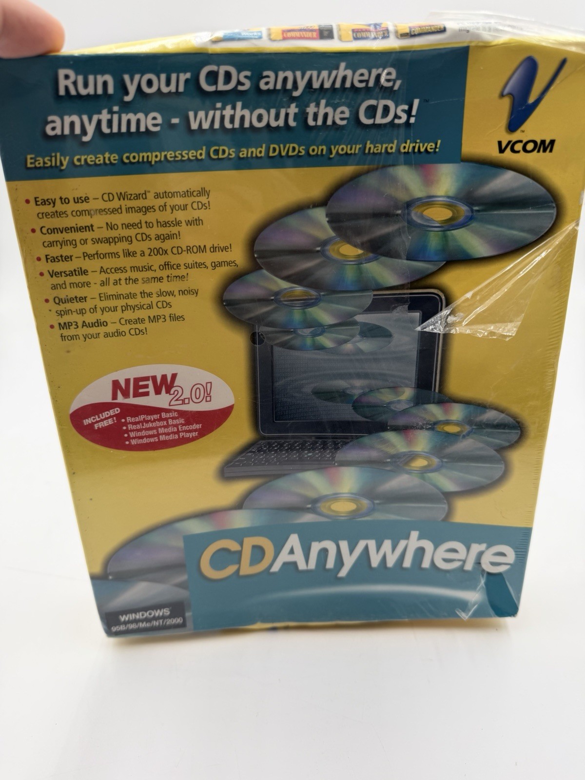 Vintage CD Anywhere 2.0 Software Sealed VCOM Windows 98/ME/NT/2000 Retro PC
