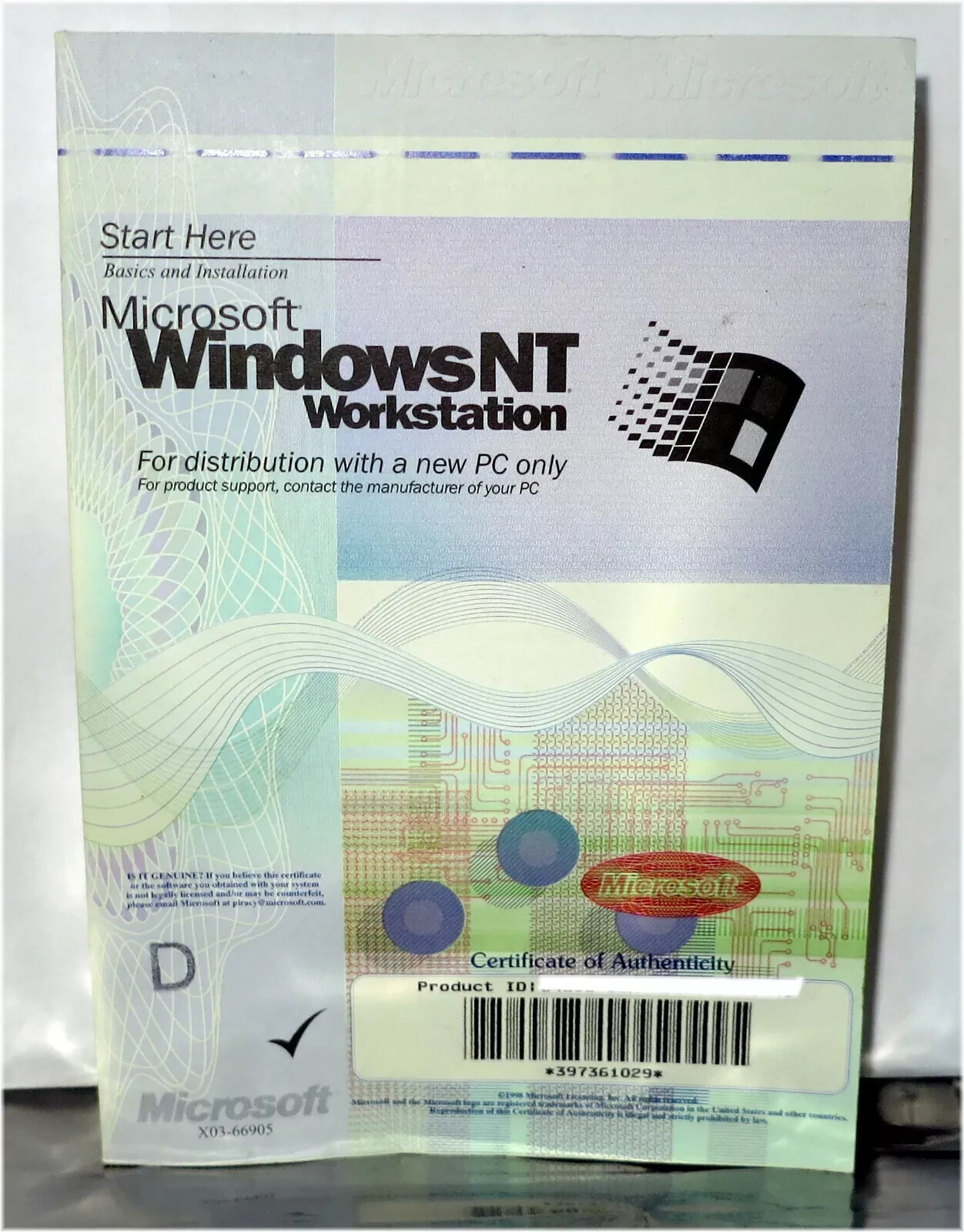 Microsoft Windows NT Workstation 4.0 CD & Menu Windows NT Workstation 4.0