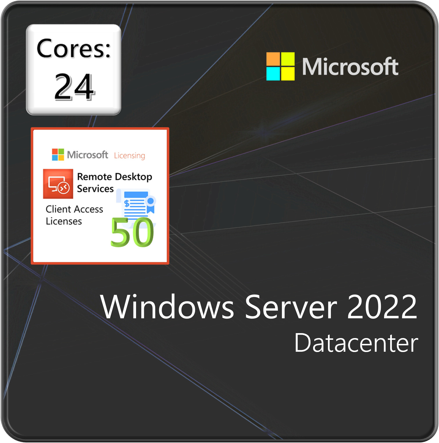 Microsoft Windows Server 2022 Datacenter – 24 Core (w/ 50 RDS CALs) (P71-09407)
