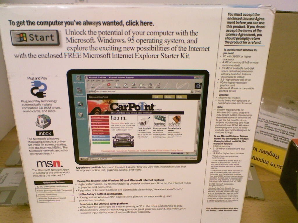 Full Version Microsoft Windows 95 OS 3.5″ Floppy MS-DOS PCs 1995 USA HTF