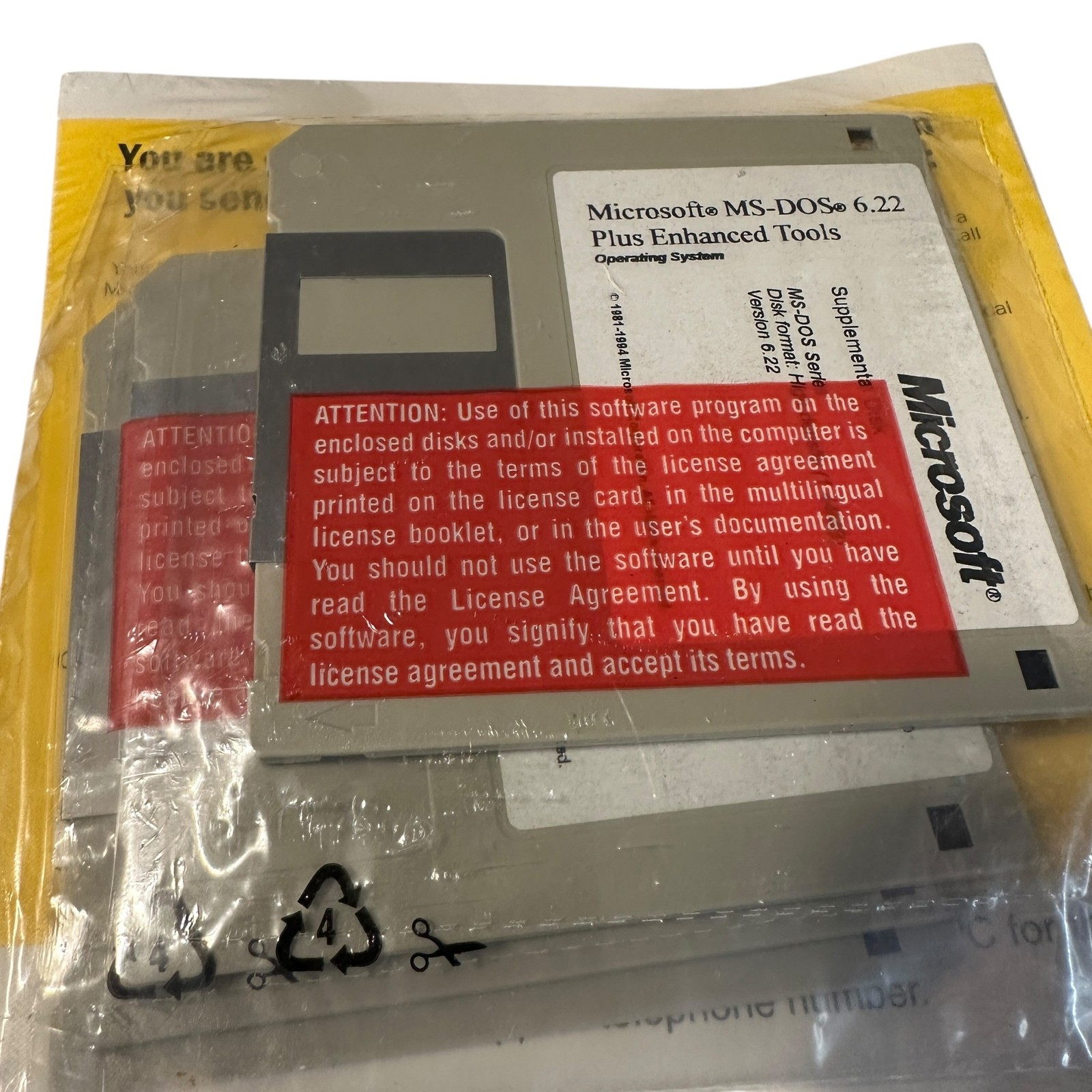 Microsoft MS-DOS 6.22 Operating System 3.5″ Floppies 000-38787 NEW SEALED