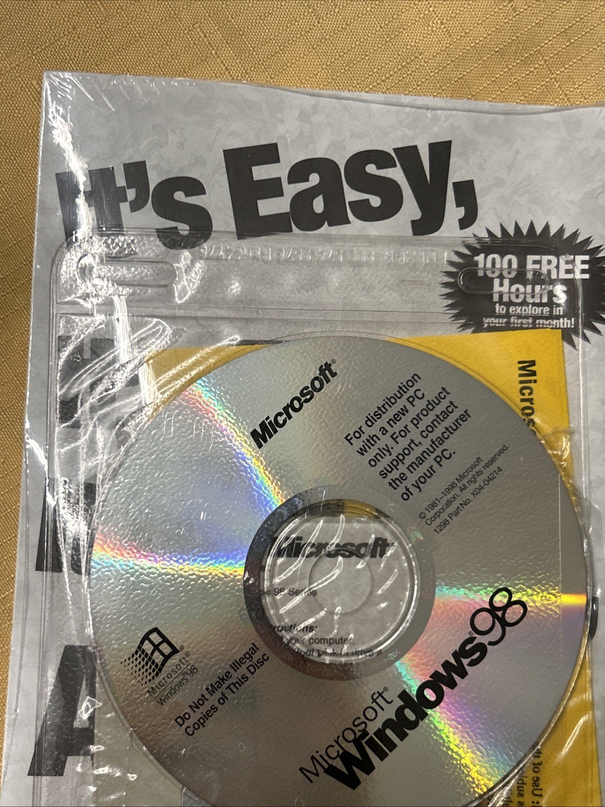 Microsoft Windows 98 Getting Started OEM Manual Certificate Product Key-Sealed-