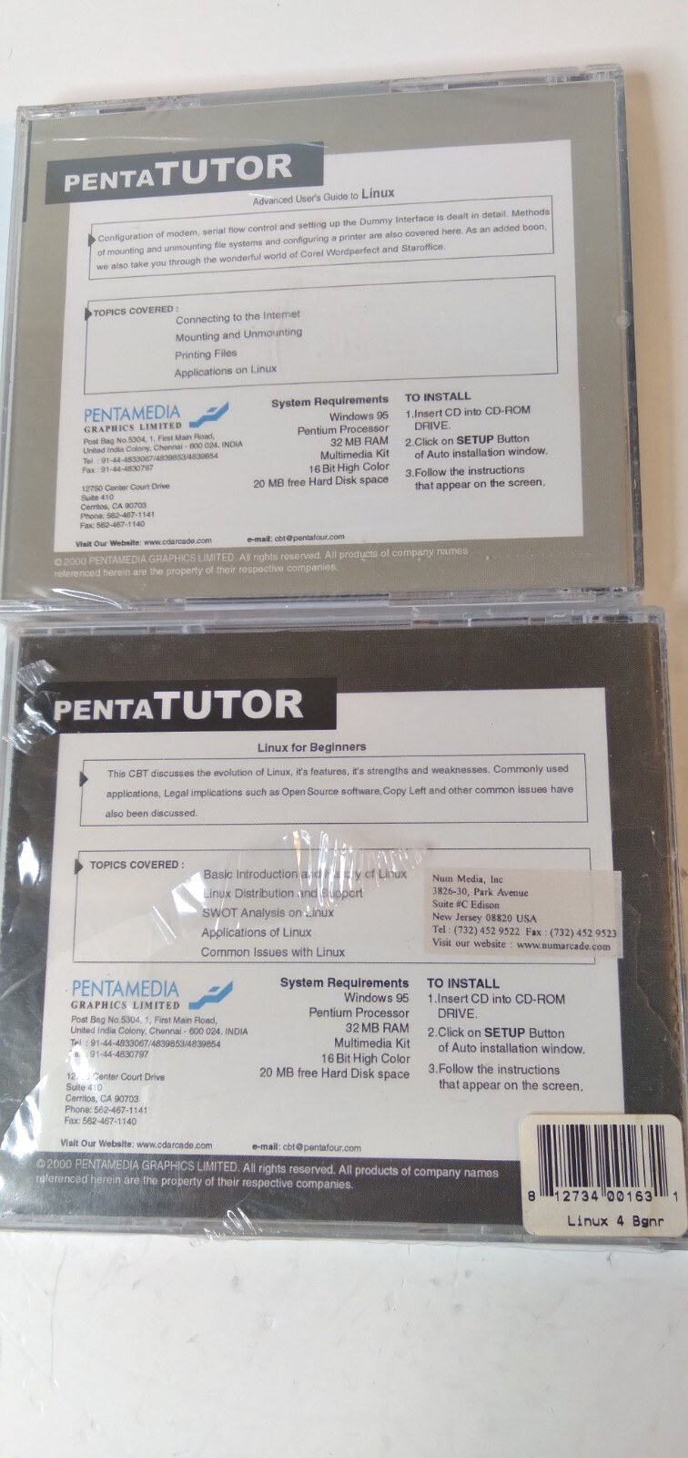 Linux Pentatutor Computer Tutorial CBT Advanced Linux Applications Vintage 2000