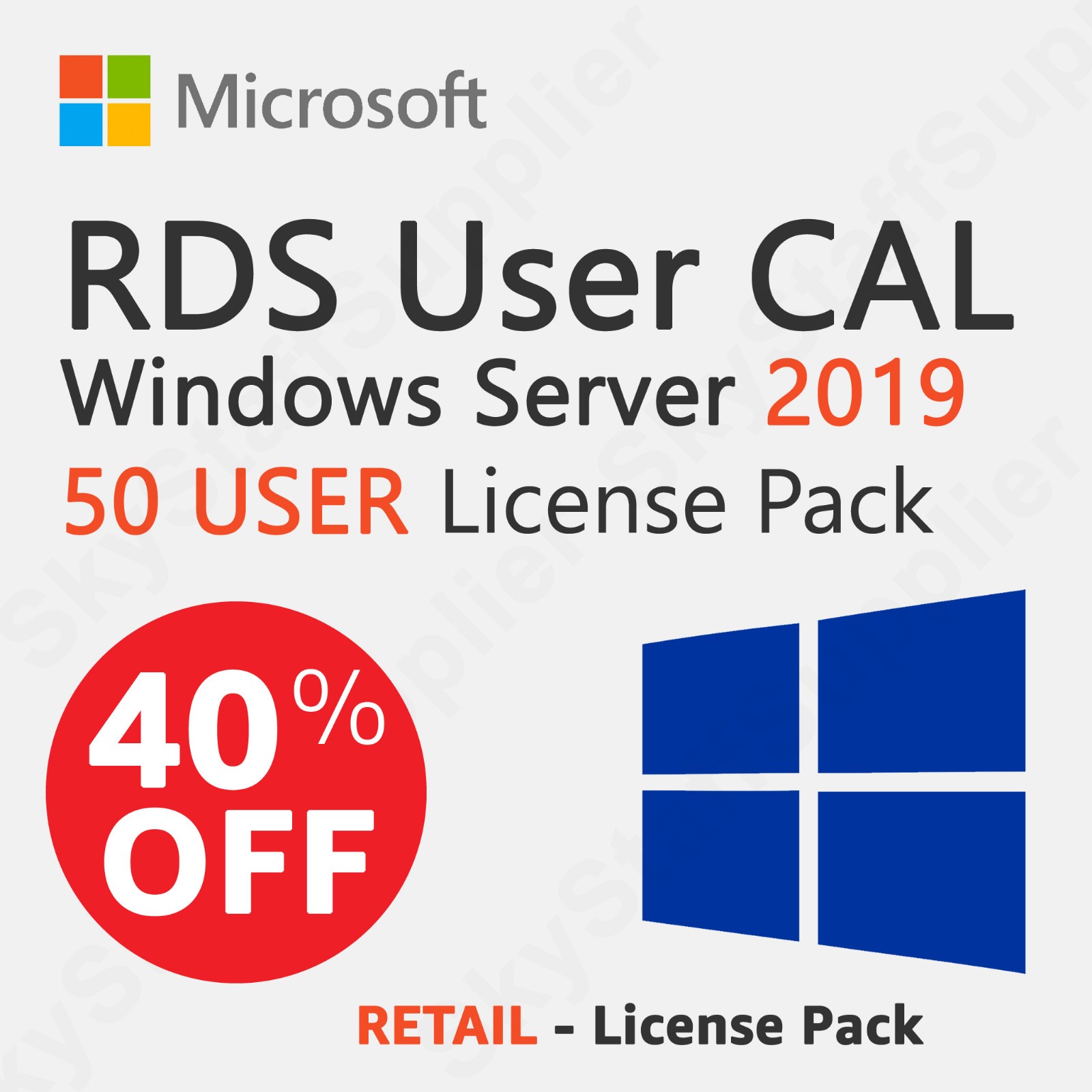 Windows Server 2019 Remote Desktop RDS Licenses 50 Users FULL NEW RETAIL PACK