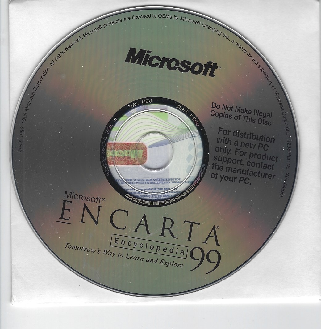 Vintage Microsoft Encarta Encyclopedia 99 CD-Rom © 1993-1998