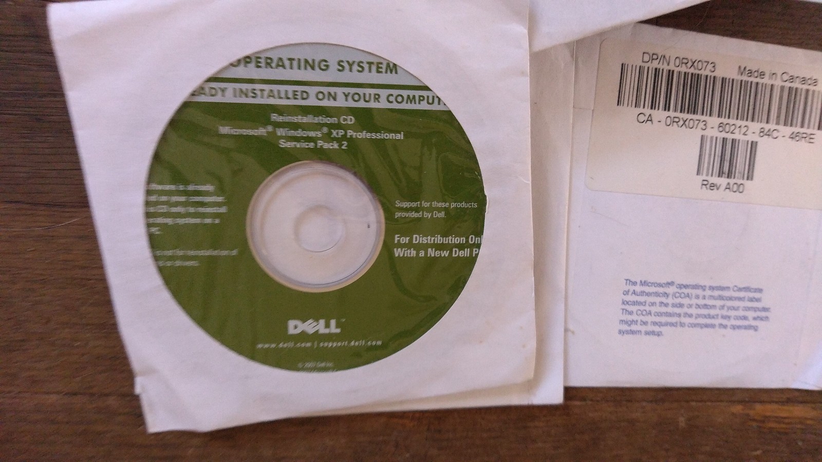 Dell Windows XP Service Pack 2 reinstall cd w Roxio Easy Creator CD Quik ship