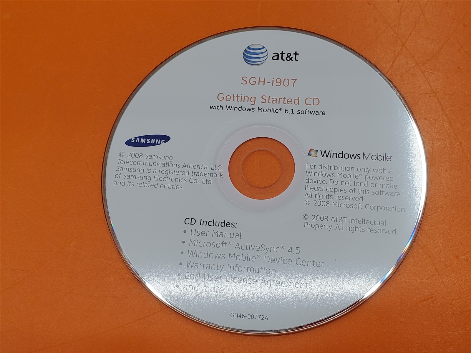 ⭐️⭐️⭐️⭐️⭐️ Samsung AT&T SGH-i907 Getting Started CD With Windows Mobile 6.1 2008