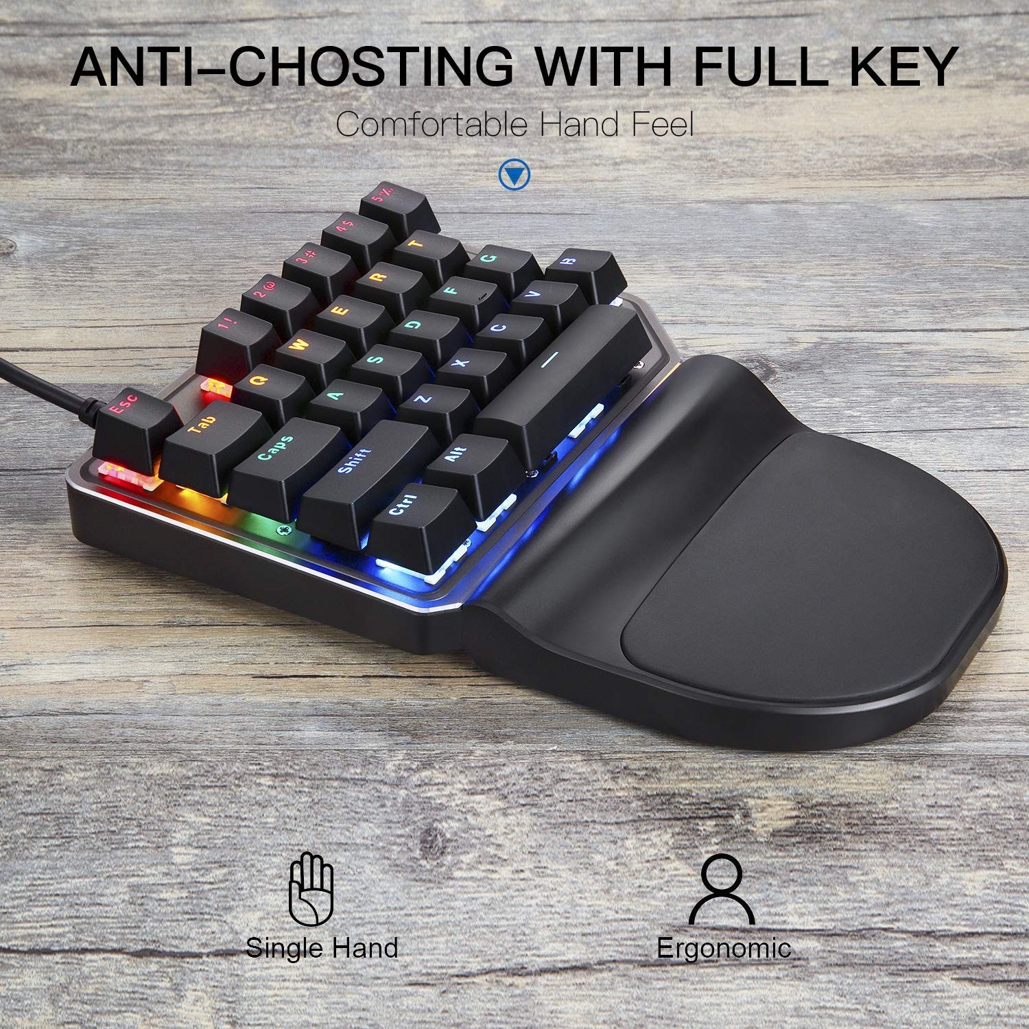 MOTOSPEED K27 One-Handed Mechanical Mini Gaming Keypad 27 Keys, 9 LED Backlit…