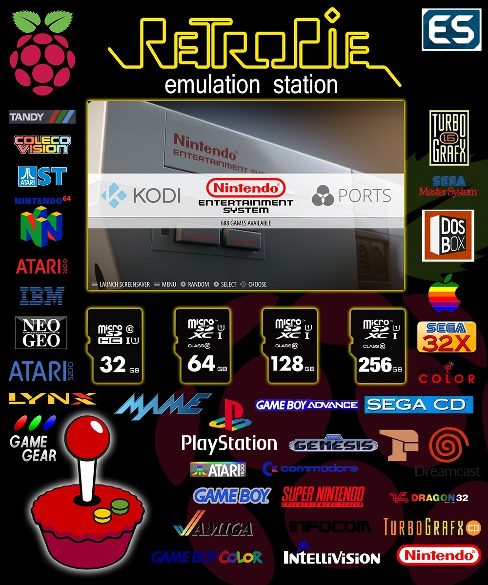 RetroPie 4.7.1 EmulationStation for Raspberry Pi Class 10 Micro SD