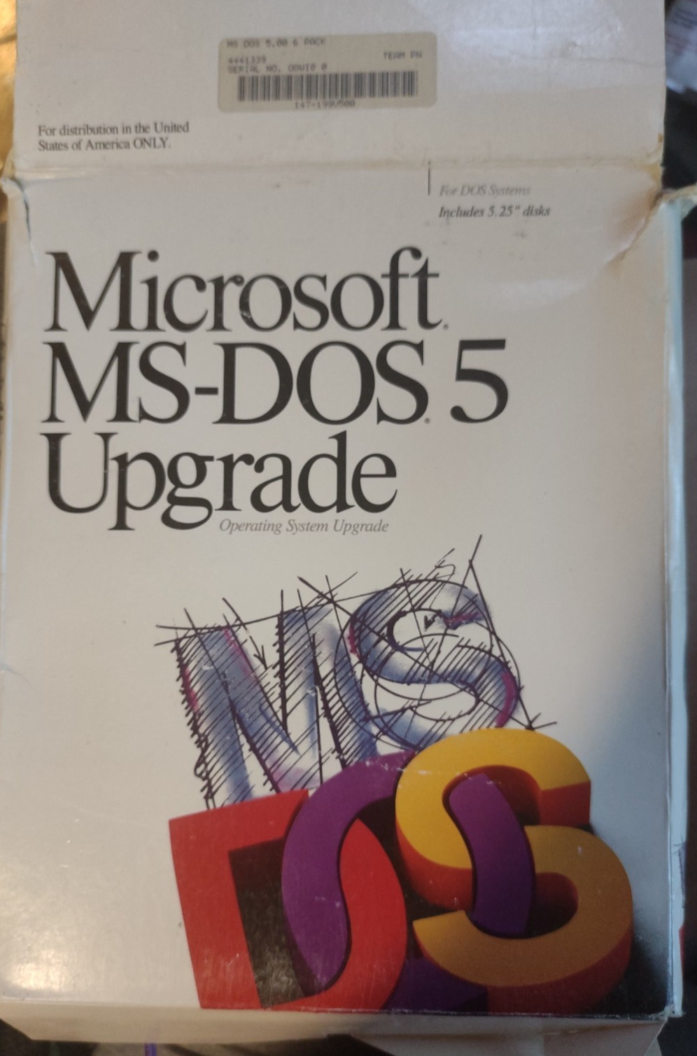 Microsoft MS-DOS 5.0 Upgrade Includes 5.25″ Disks