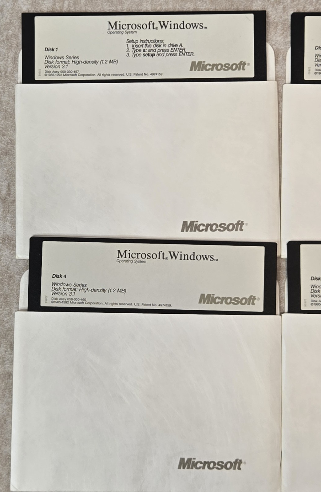 Microsoft Windows Version 3.1 Operating Software 5.25″ Floppy Disks 7 OEM Disks