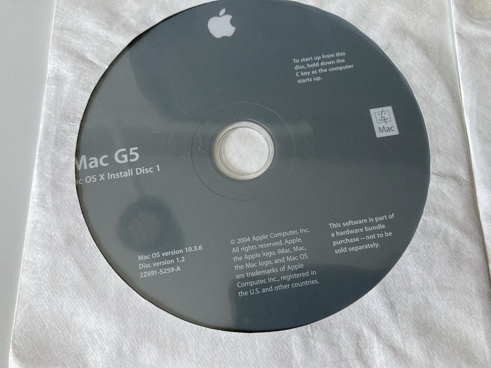 Mac OS X 10.3.6 Install DVDs + Apple Hardware Test DVD for iMac G5 (2004)