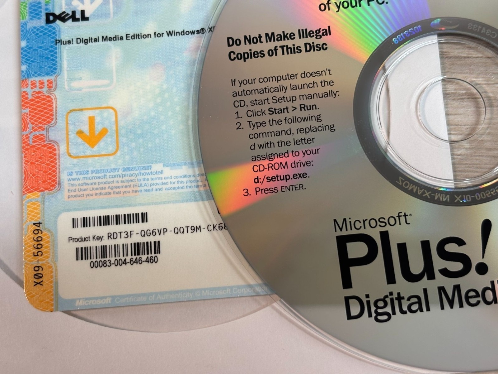 Microsoft Plus! Digital Media Edition CD For Windows XP W/ Product Key