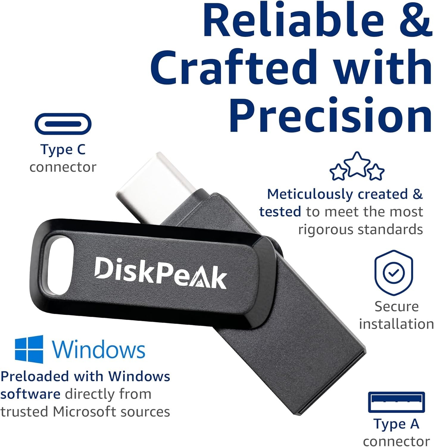 Dual Connector Windows 11/10 USB Flash Drive – 64GB