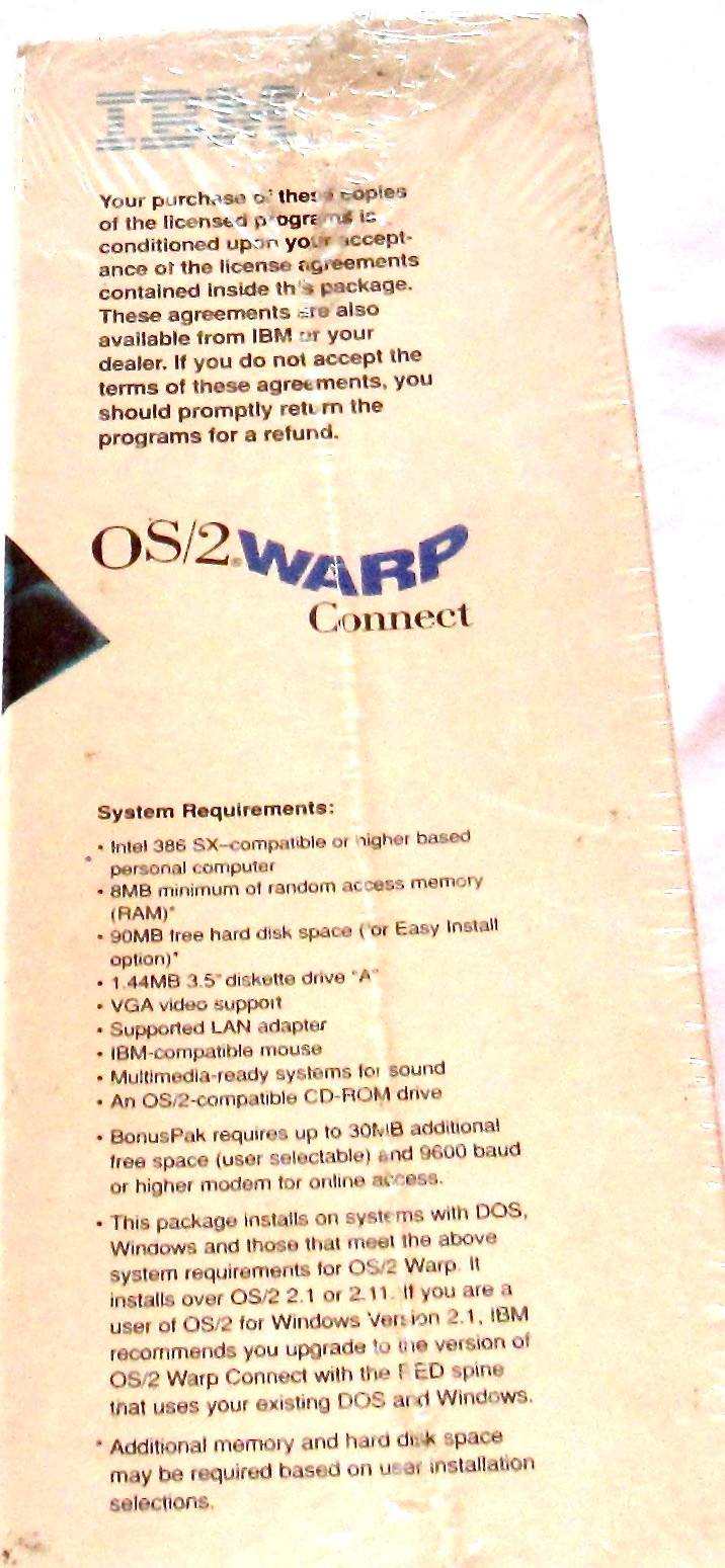 NEW SEALED IBM OS/2 Warp Connect Version 3 CD-Rom Vintage Computer Software
