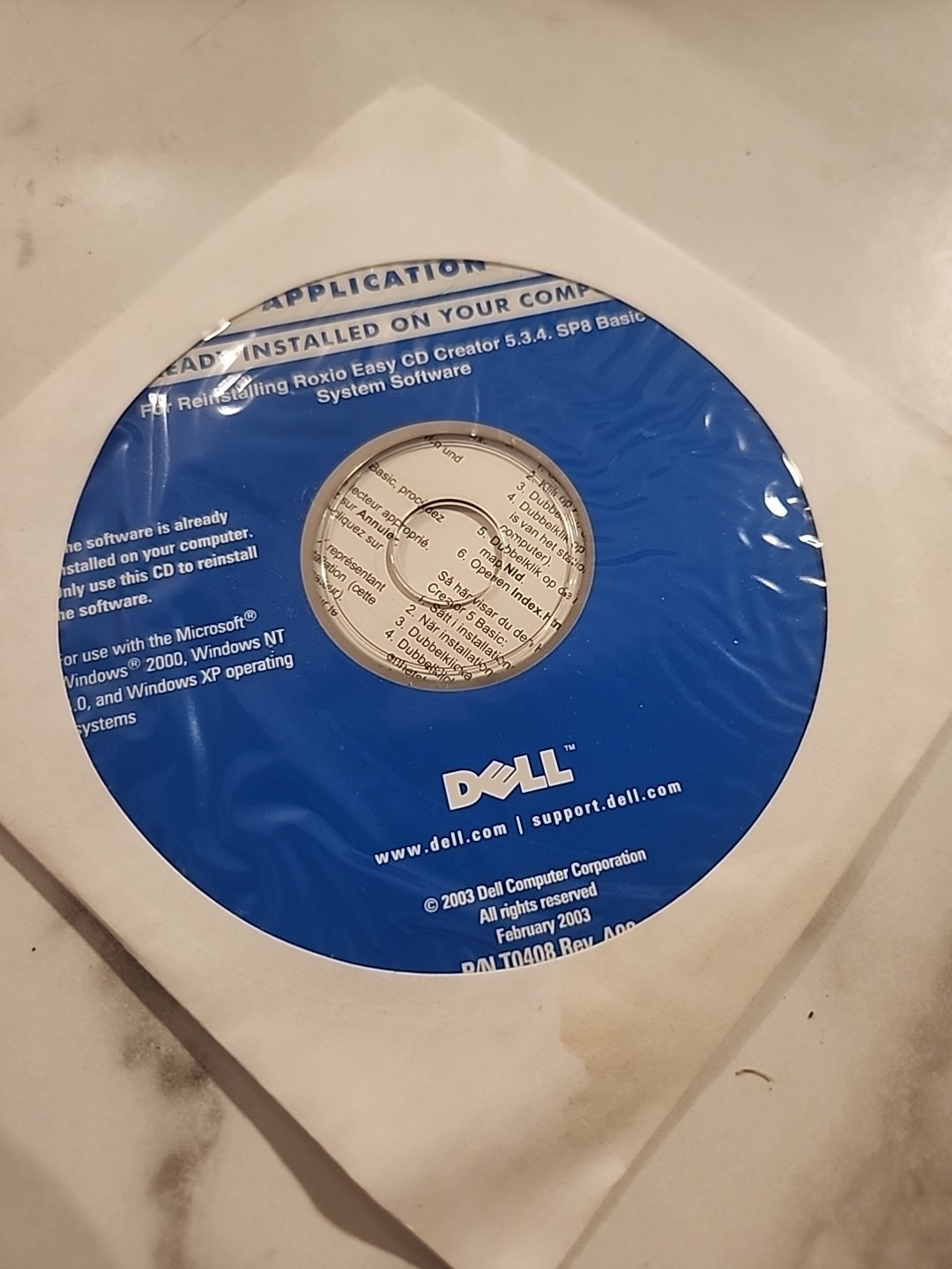 DELL APPLICATION For Reinstalling Roxio Easy CD Creator 5.3.4 System Software