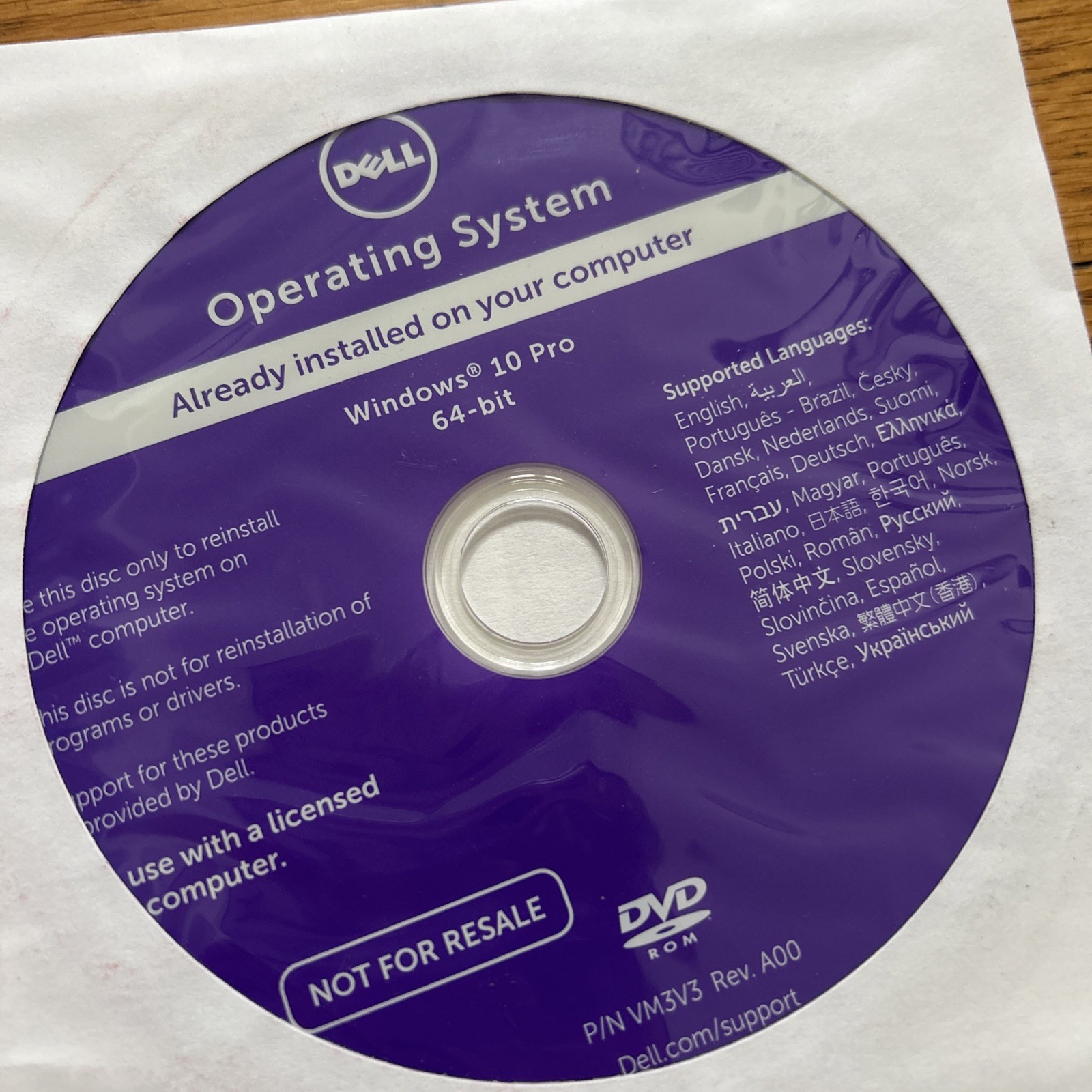 Dell Windows 10 Pro 64-bit Reinstallation Disc DVD SEALED