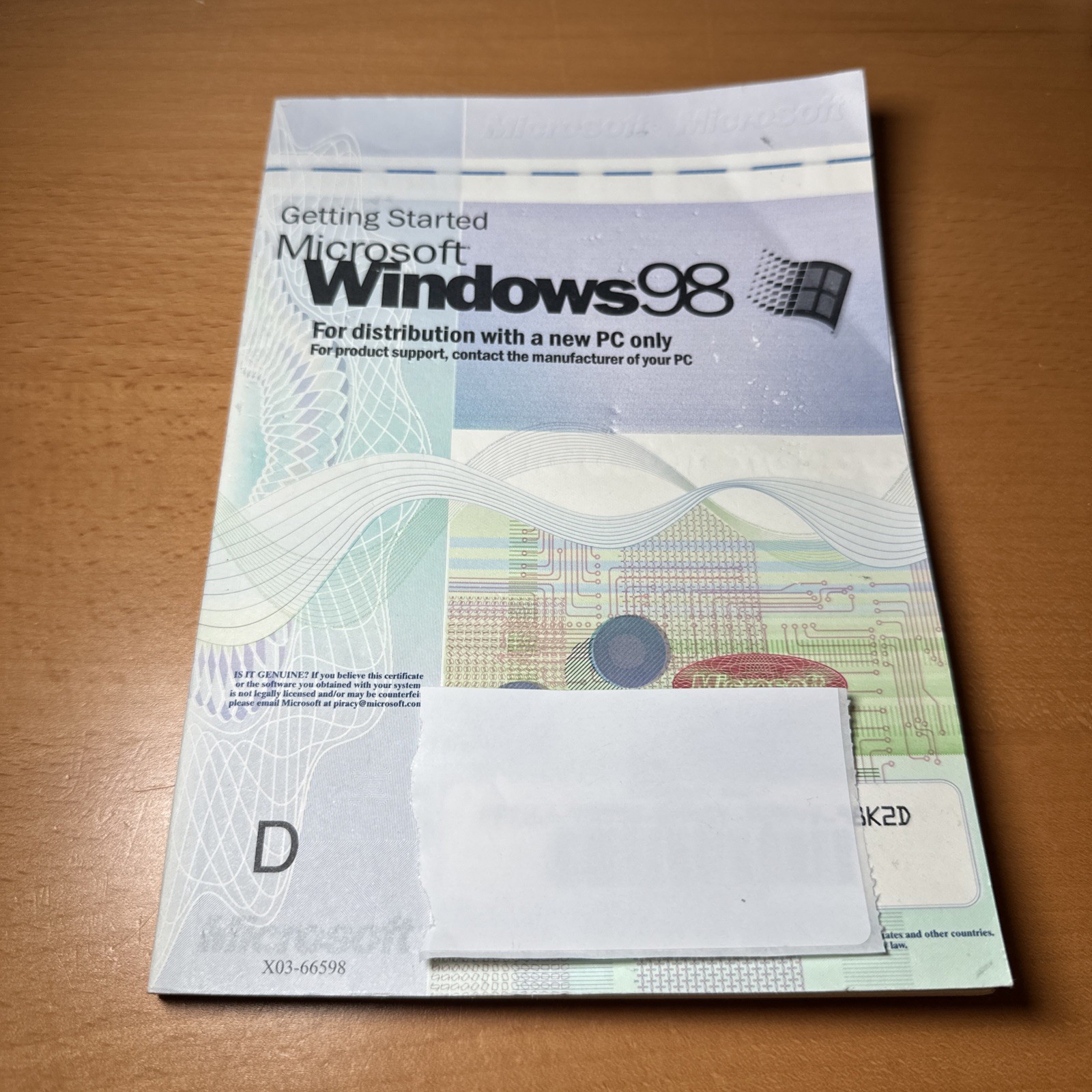 Vintage Microsoft Windows 98 getting started book With Product Key, NO CD