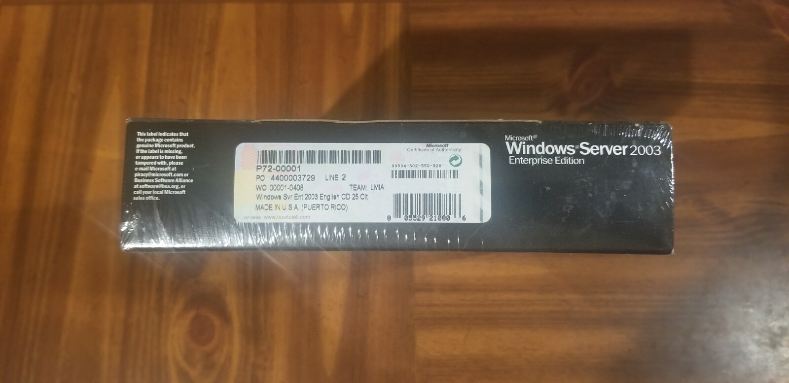 NEW SEALED Microsoft Windows Server 2003 Enterprise x86 25 CAL RETAIL P72-00001