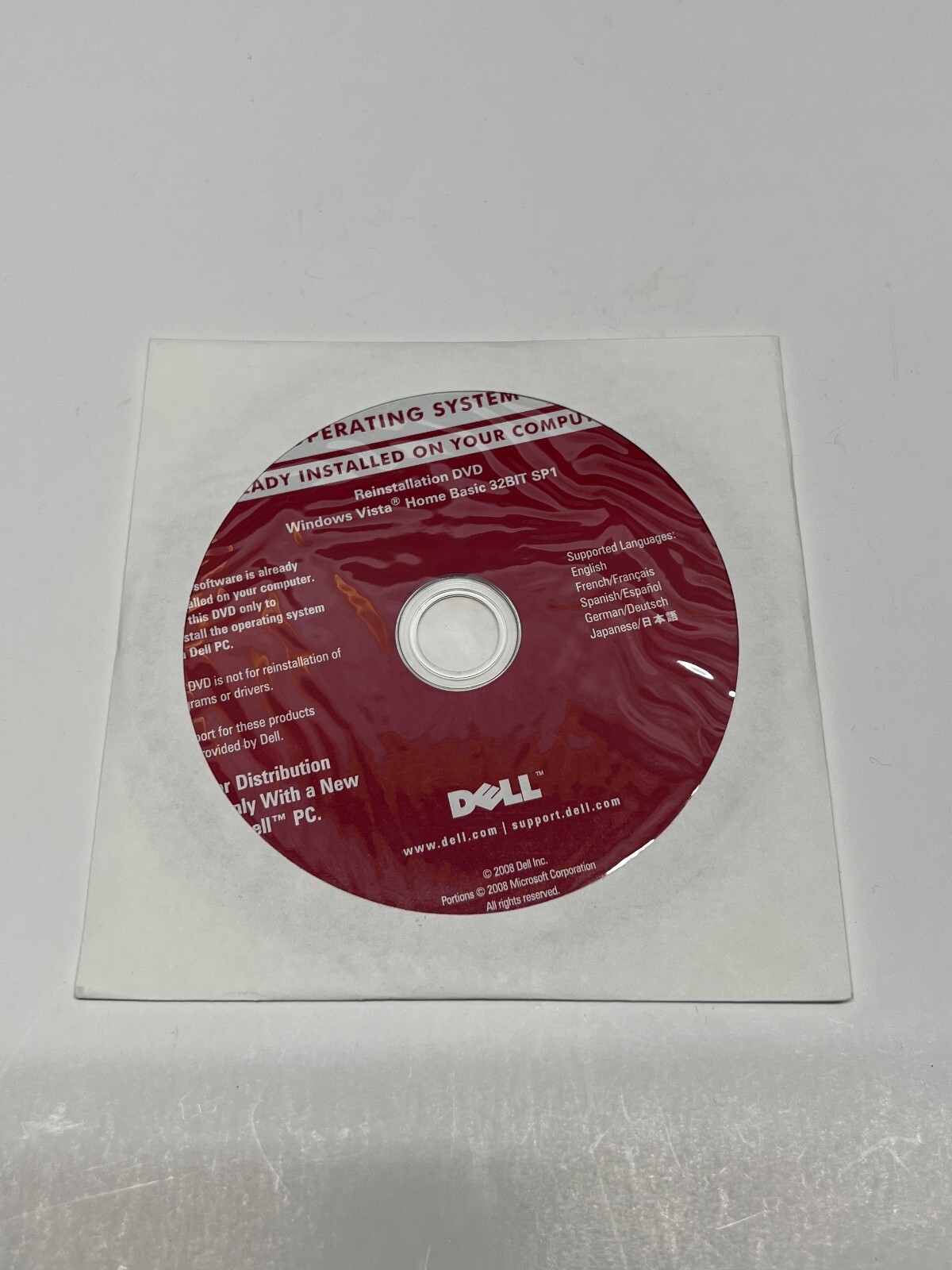 Dell Operating System Reinstallation DVD Windows Vista Home Basic 32Bit SP1