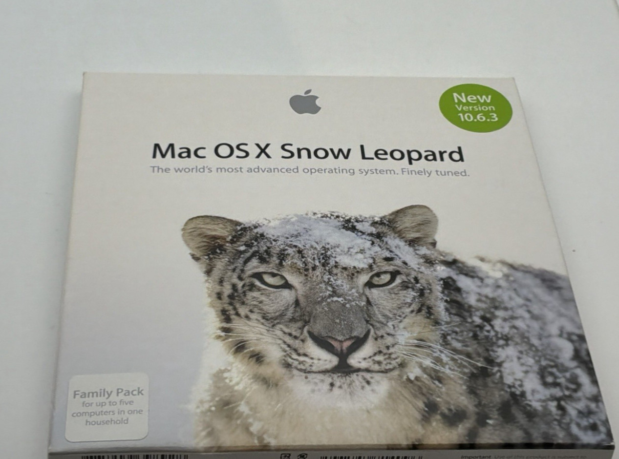 Apple Mac OS X Snow Leopard 10.6.3 Family Pack Install DVD Complete Box Set