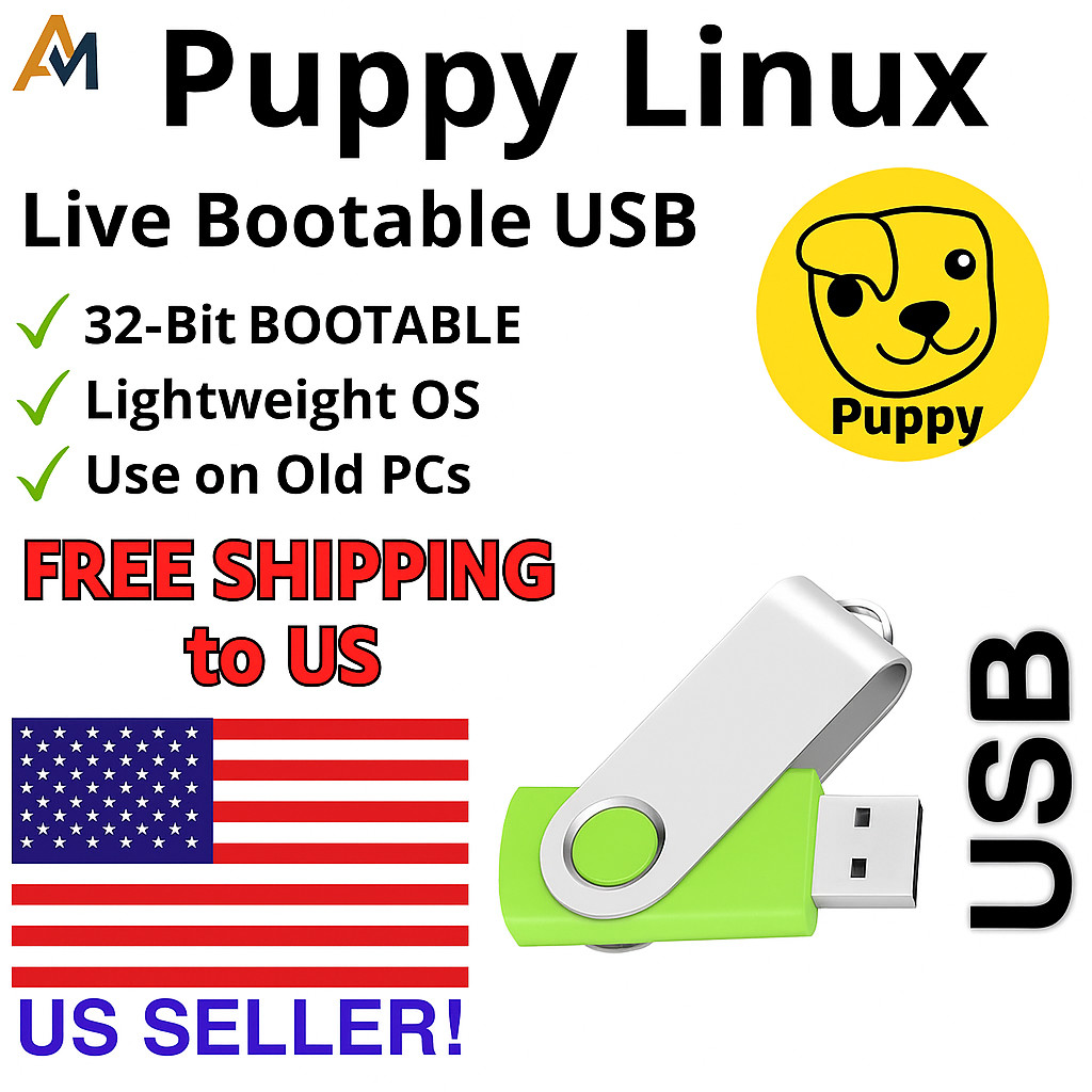 Puppy Linux Live Bootable USB – Fast, Lightweight & Secure – 8GB – FREE SHIPPING