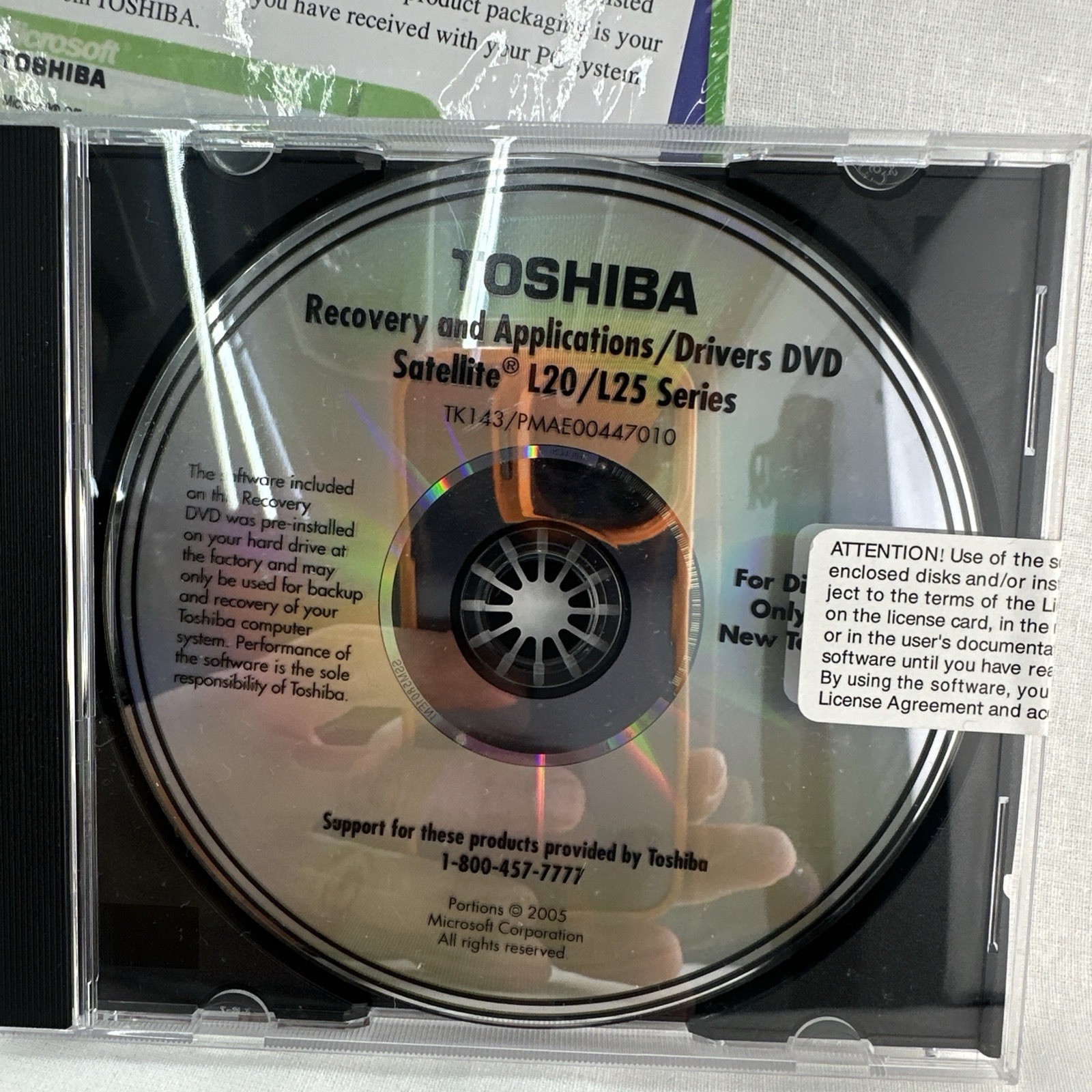 Toshiba Satellite L20/L25 Recovery and Applications DVD Package