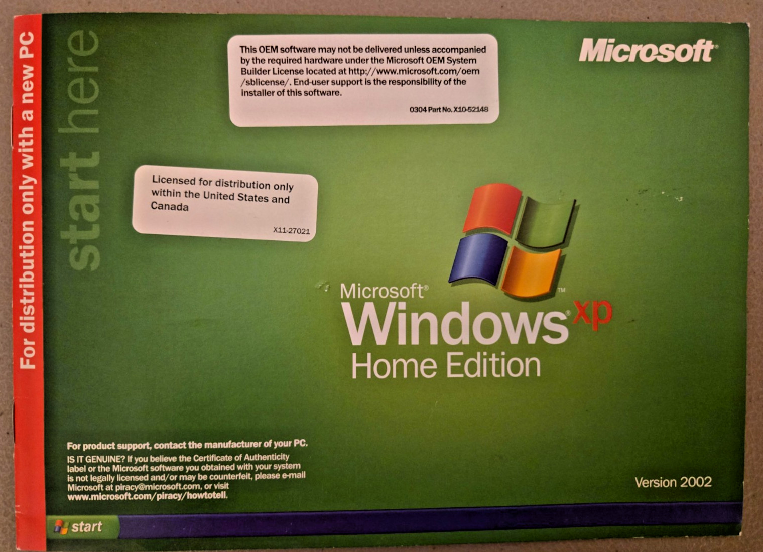 Microsoft Windows XP Home Edition 2002 CD & Product Key & Set-Up Guide