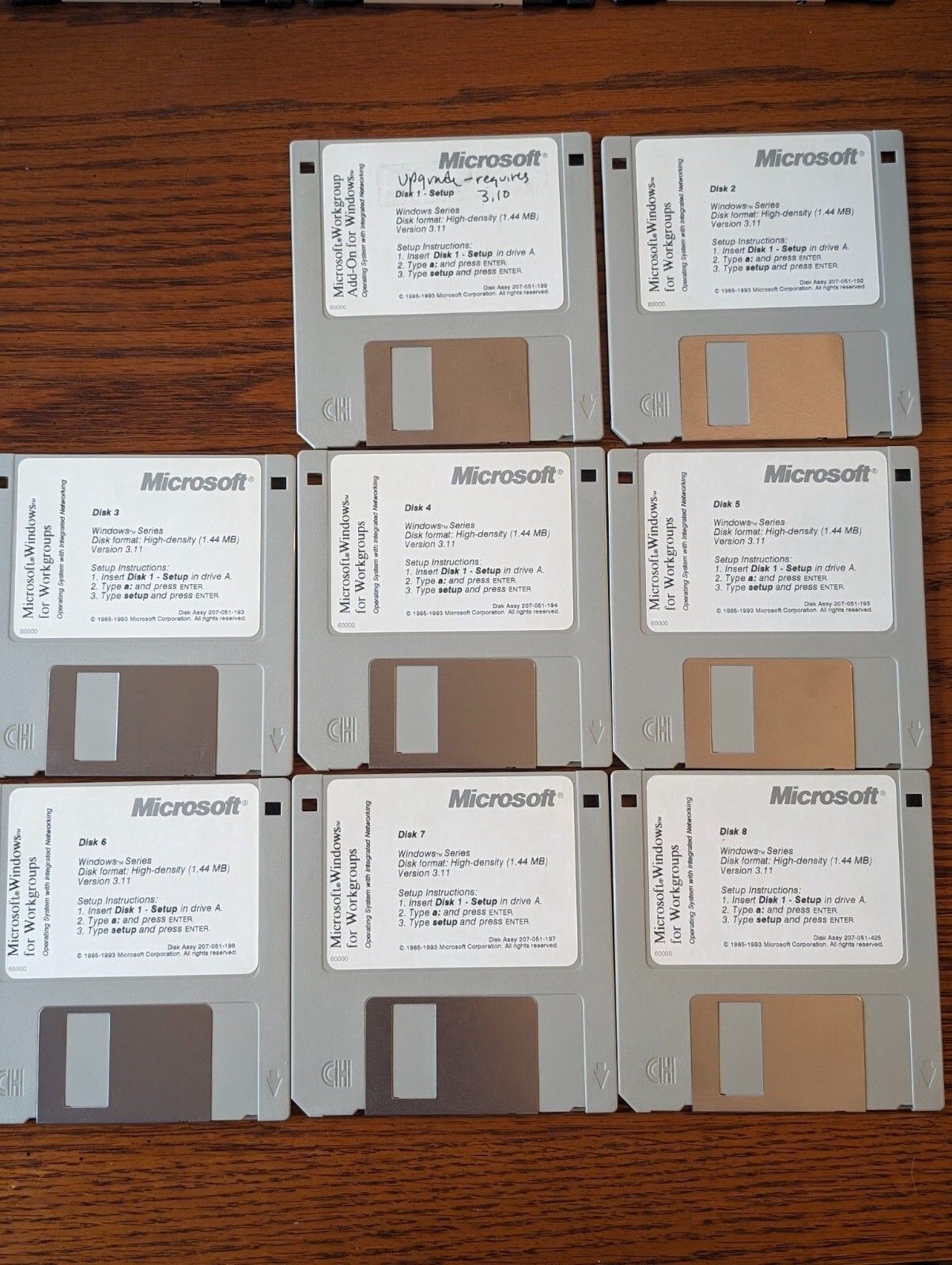 Microsoft Windows For Workgroups OS version 3.11, 3.5″ disks Lot Vintage