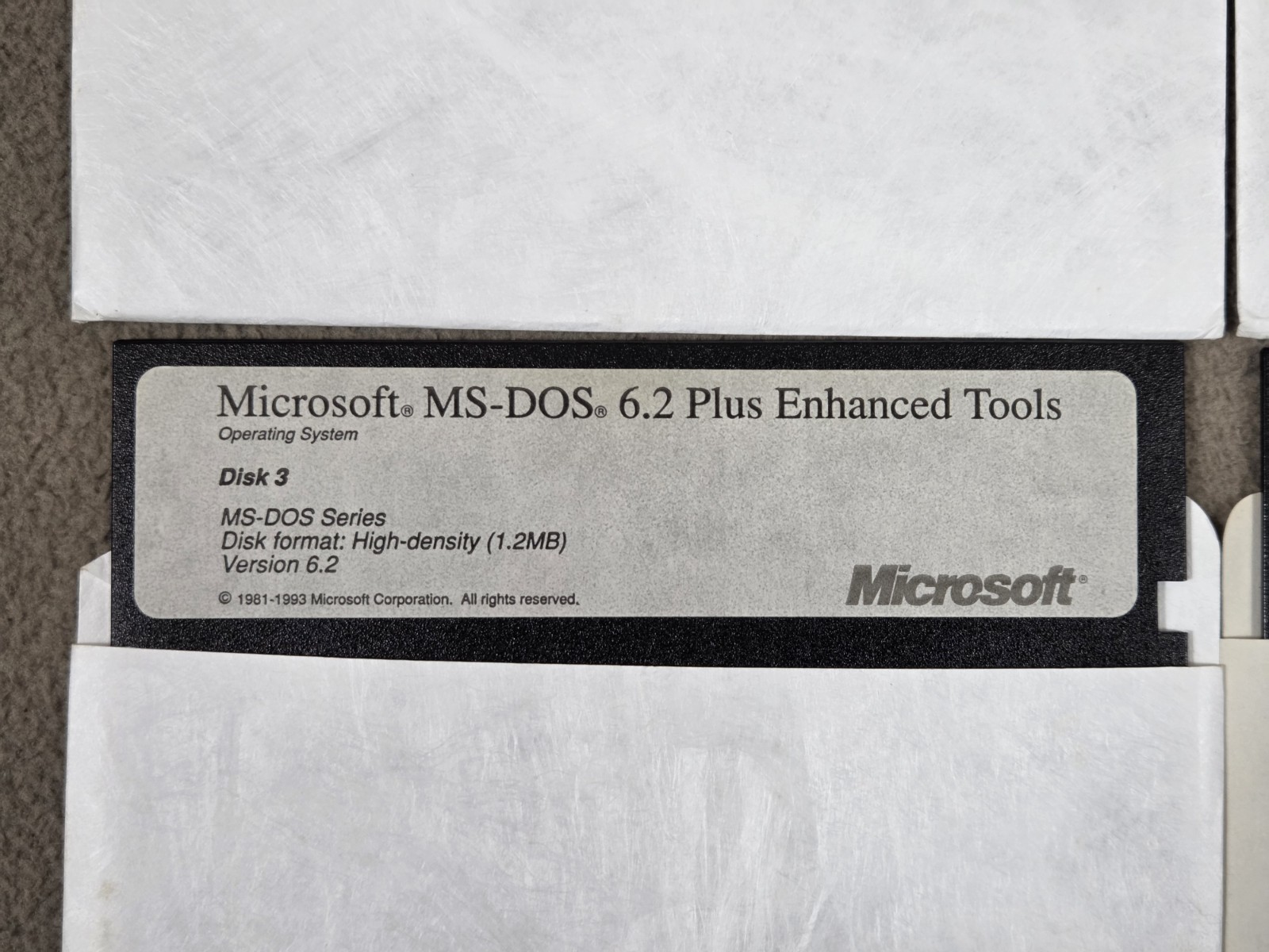 1983 Microsoft MS-DOS 6.2 OS Plus Enhanced Tools 5.25″ Floppy Disc Set Of 4
