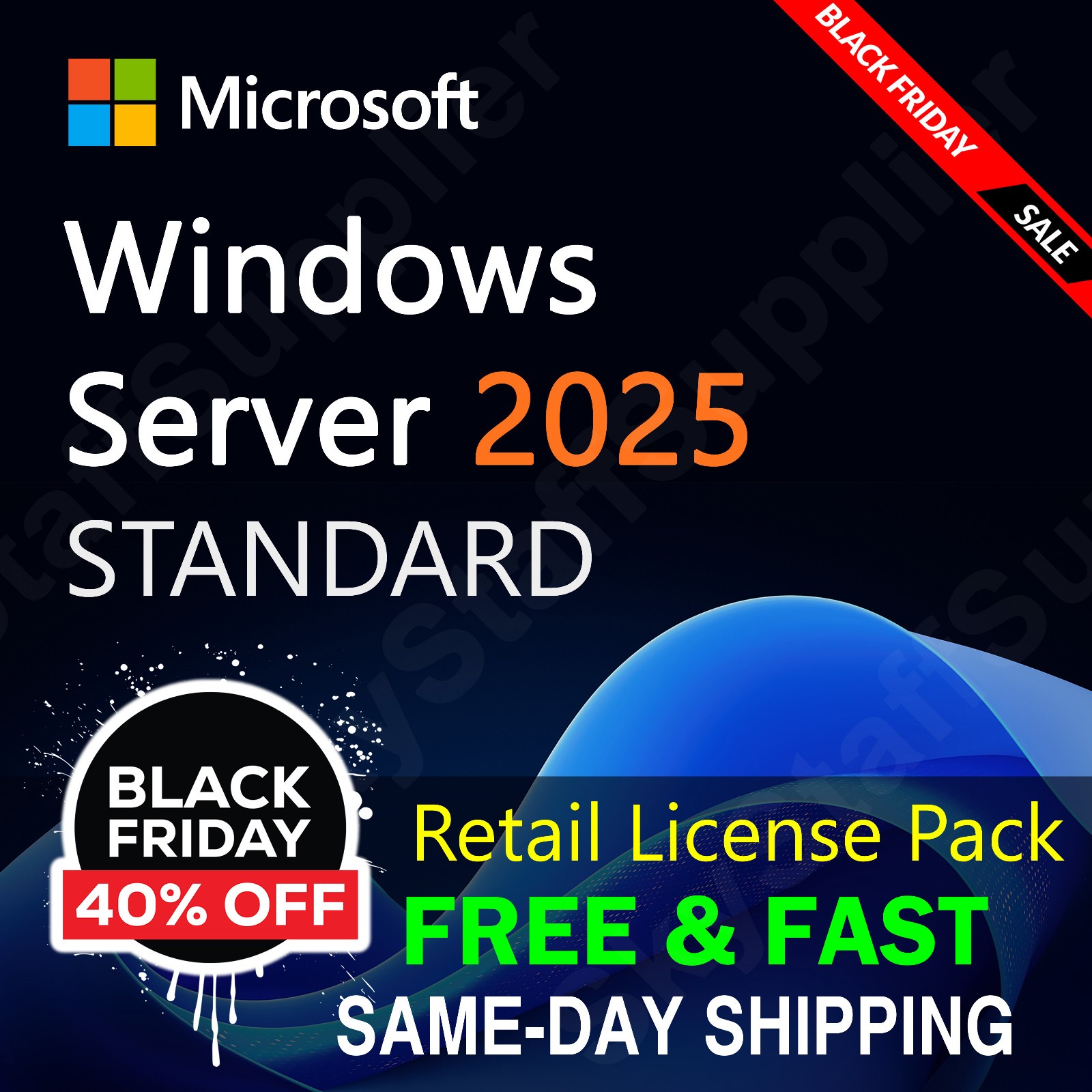 Windows Server 2025 STANDARD 16 CORE License Key +10 ACCESS CALs NEW RETAIL PACK