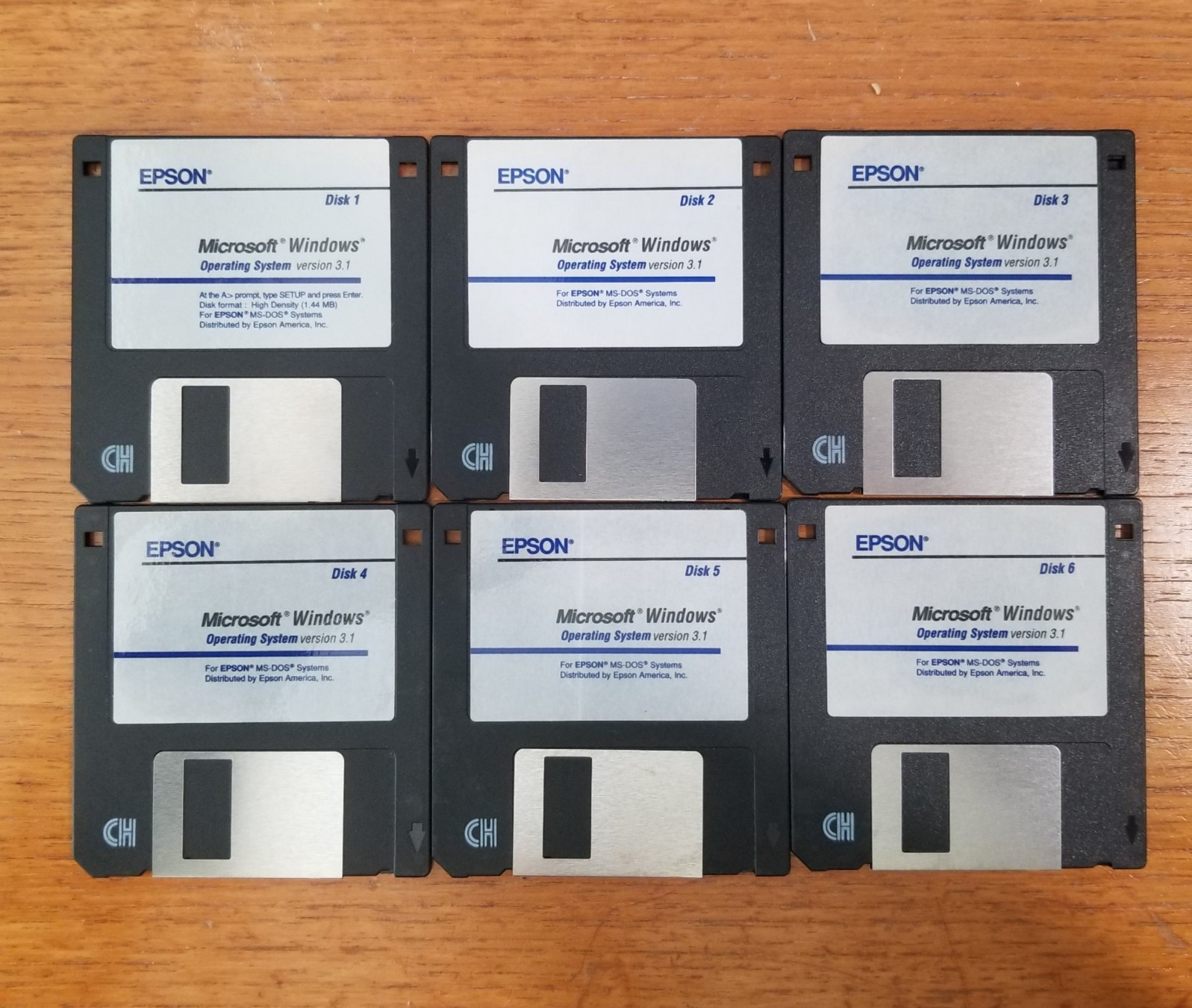 Vintage EPSON OEM Microsoft Windows 3.1 3.5″ Floppy Disk Operating System Set