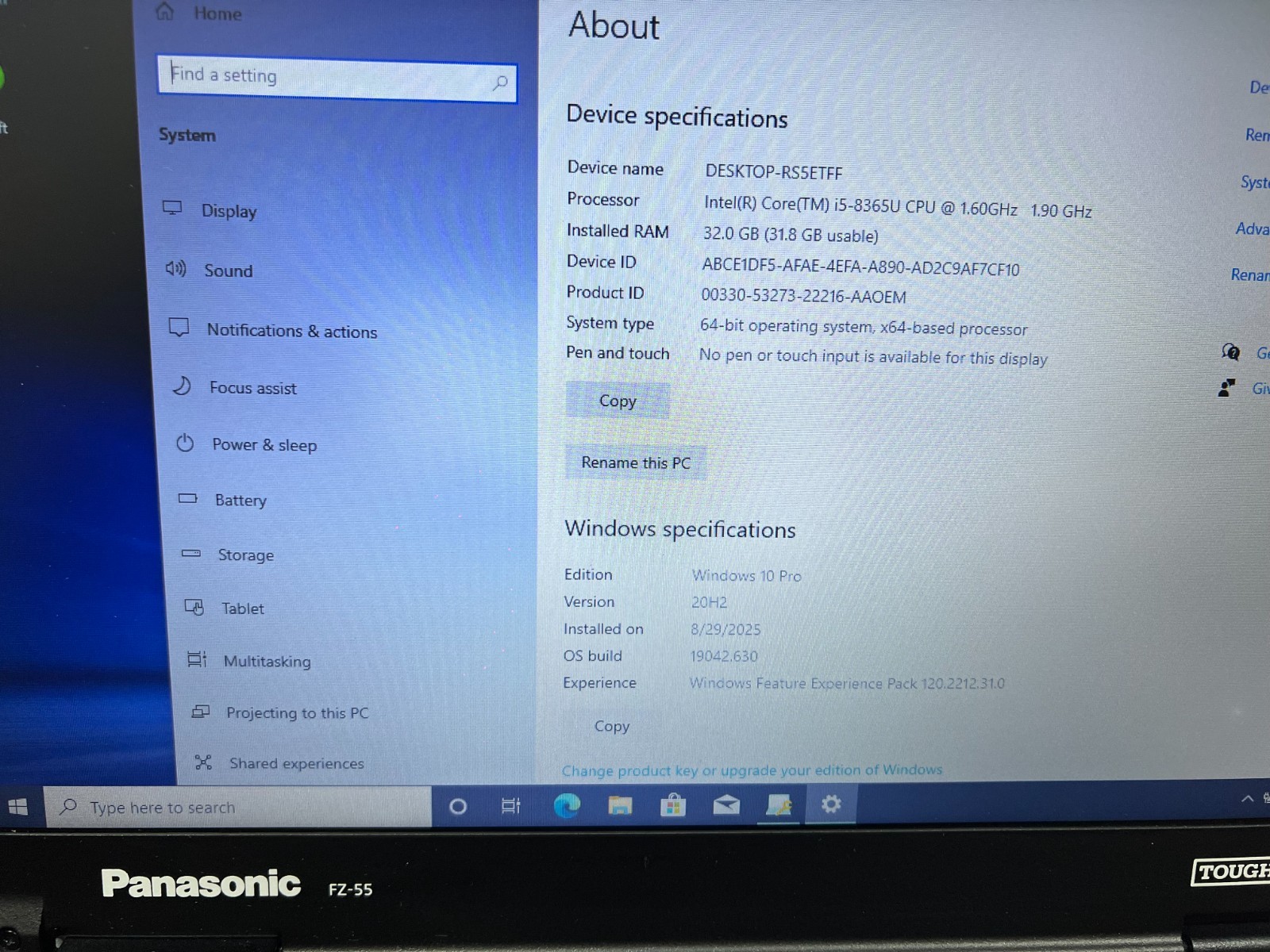 Panasonic FZ-55 mk1 Win10 Pro 20h2, TOUGHBOOK , USB RECOVERY DRIVERS SYSTEM