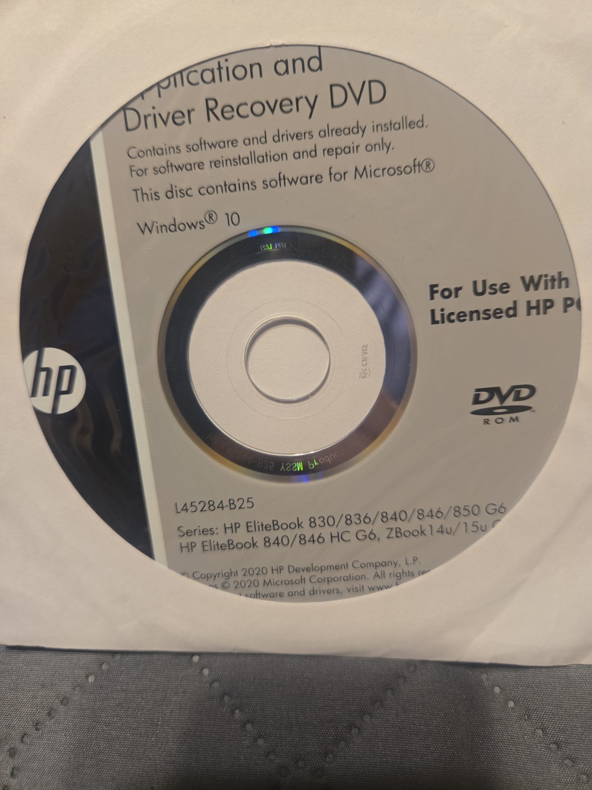 HP Windows 10 Recovery DVD for EliteBook Series No Product Key Repair Reinstall