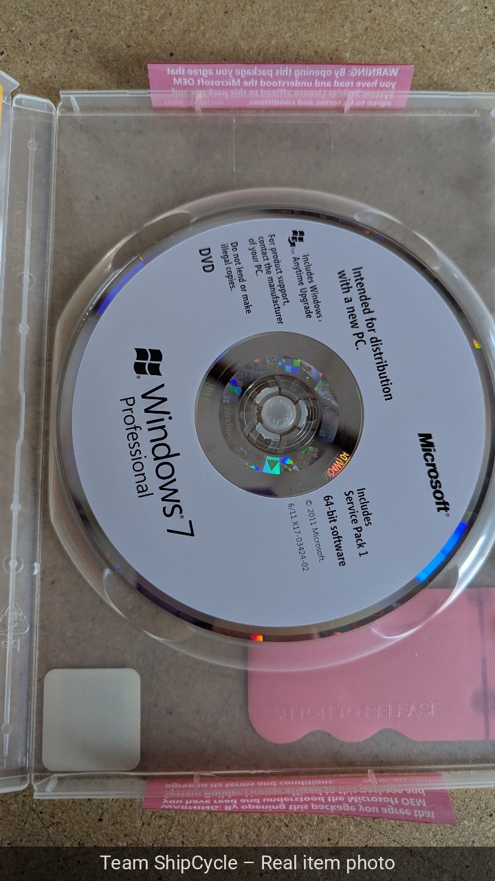 Brand Microsoft Windows 7 Professional 64 bit x64 Full English DVD MS W G1N